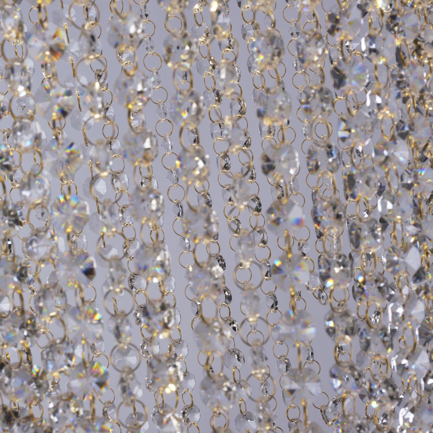 Stilvolle Deckenlampe Metall Glas GU10 Ø65 cm 5-flammig Kunststein, Kristalle, Kette, Hängedeko, Spitzenverzierung