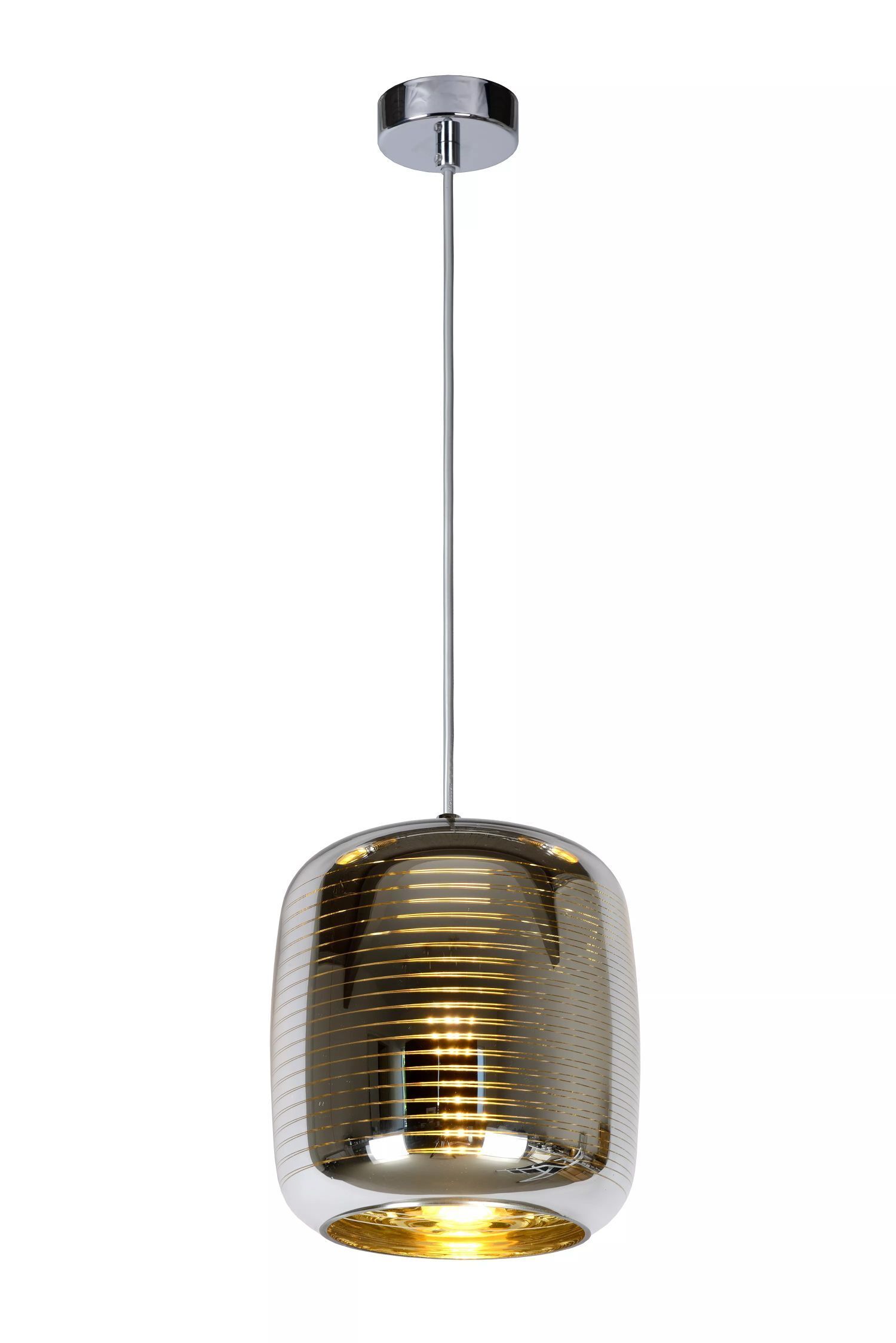 Hängelampe Glas Metall Chrom Gold rund Ø20 cm E27 Down Lampe, Leuchte
