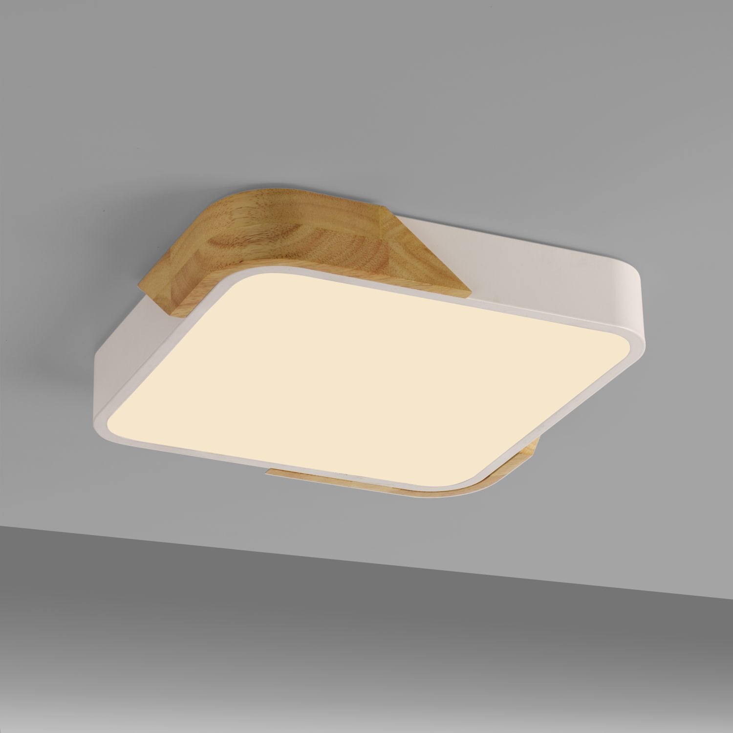 Plafonnier LED Bois L:32 cm Blanc Naturel 3000 K Deckenleuchte