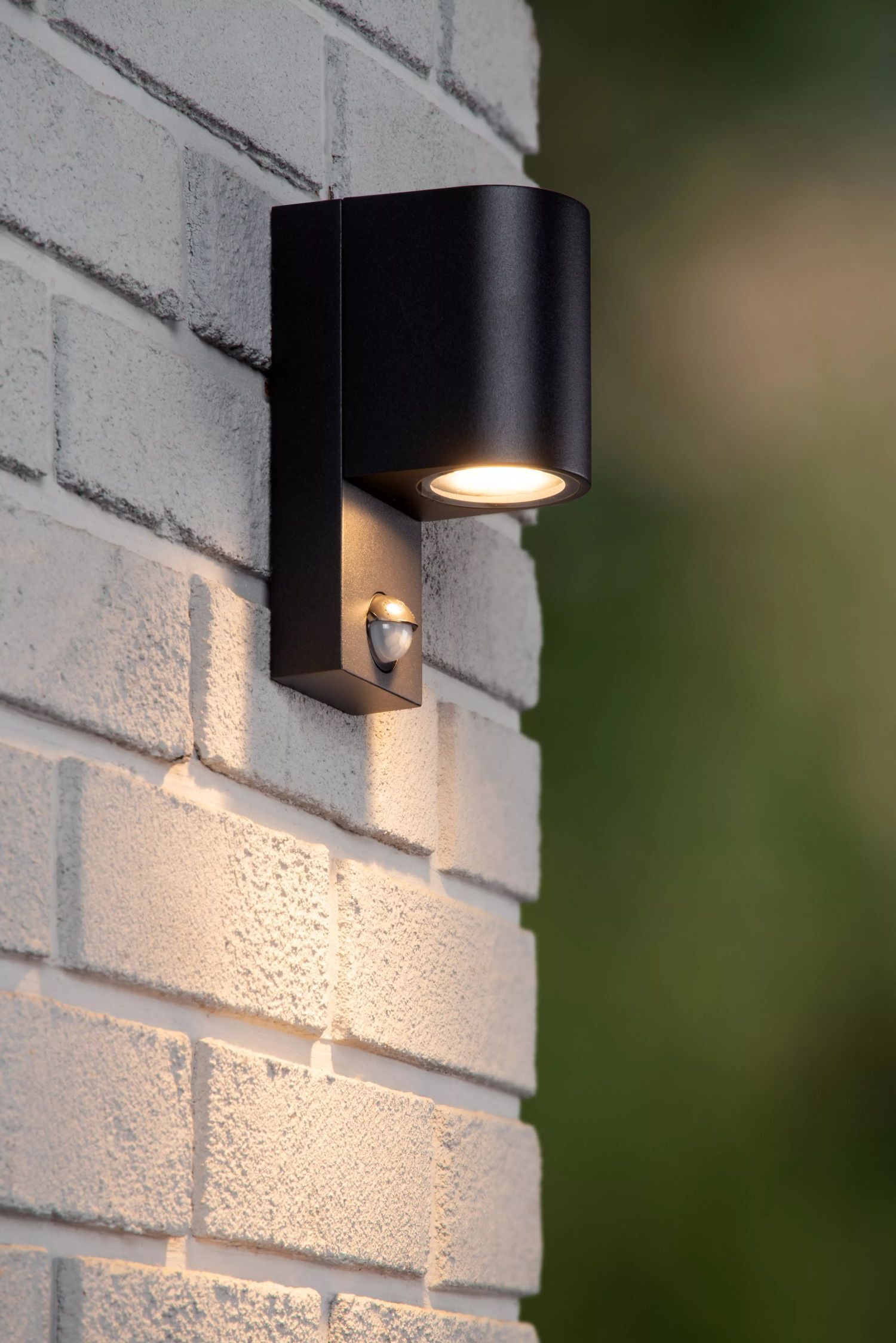 Wandleuchte Bewegungsmelder Aluminium Schwarz IP65 GU10