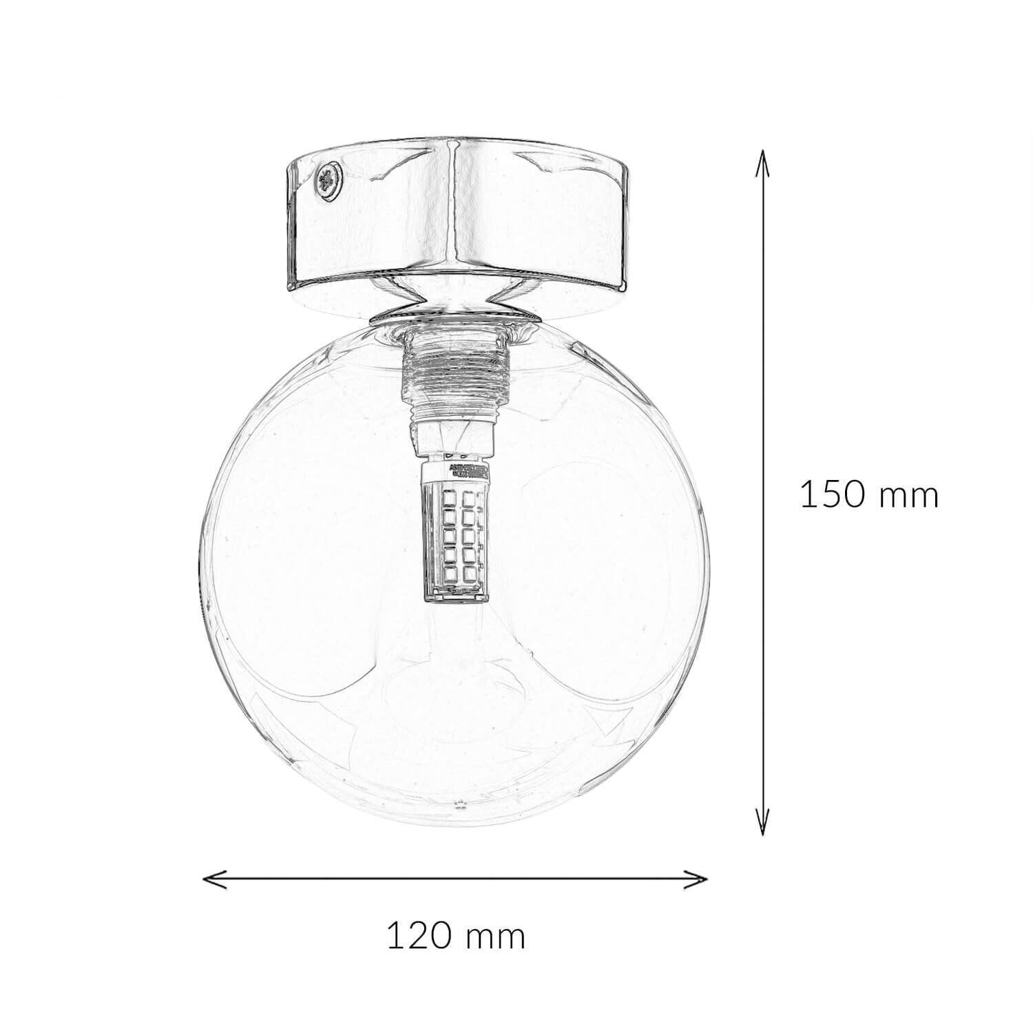 Deckenleuchte Rauchglas Ø 12 cm rund in Bernstein Gold G9 Flasche, Leicht