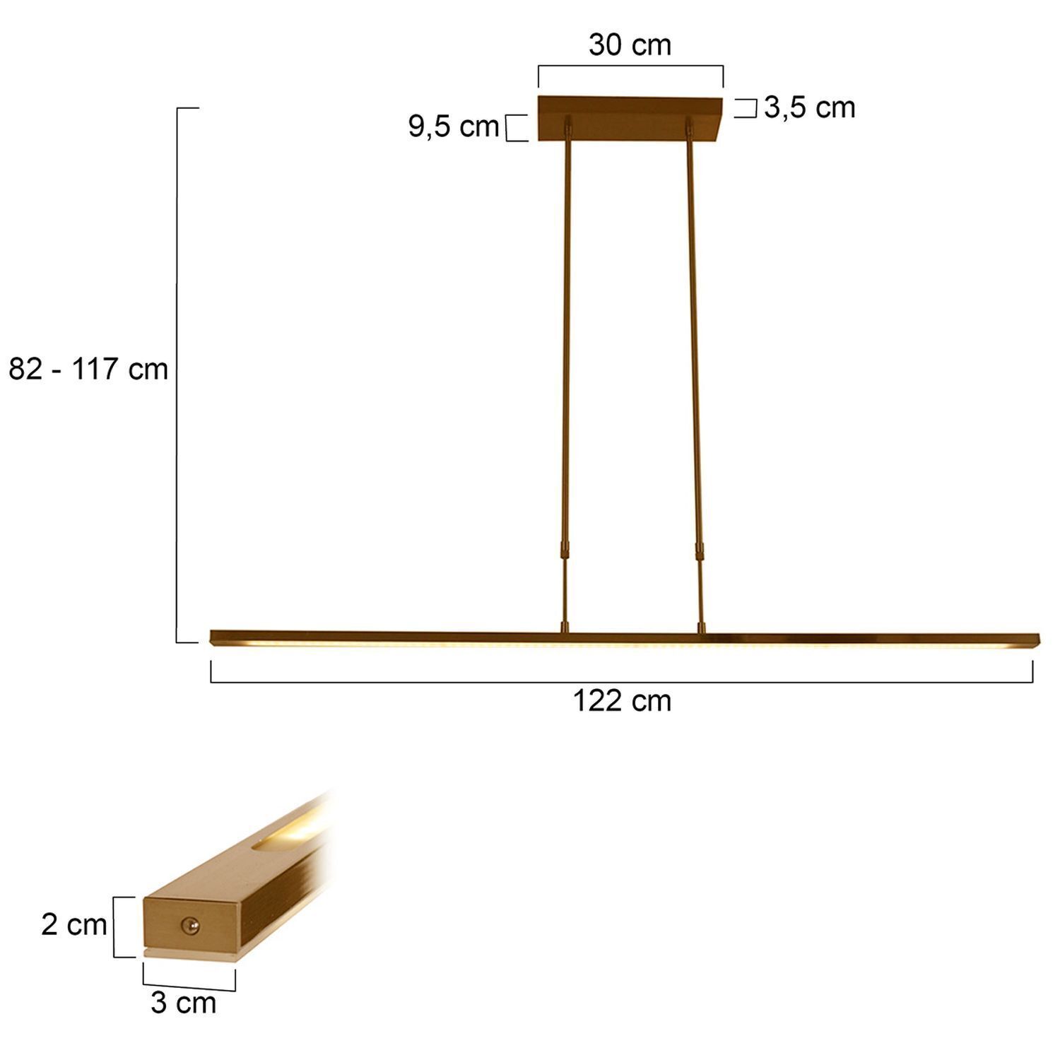 Lange LED Deckenleuchte in Bronze 122 cm 4000 K dimmbar