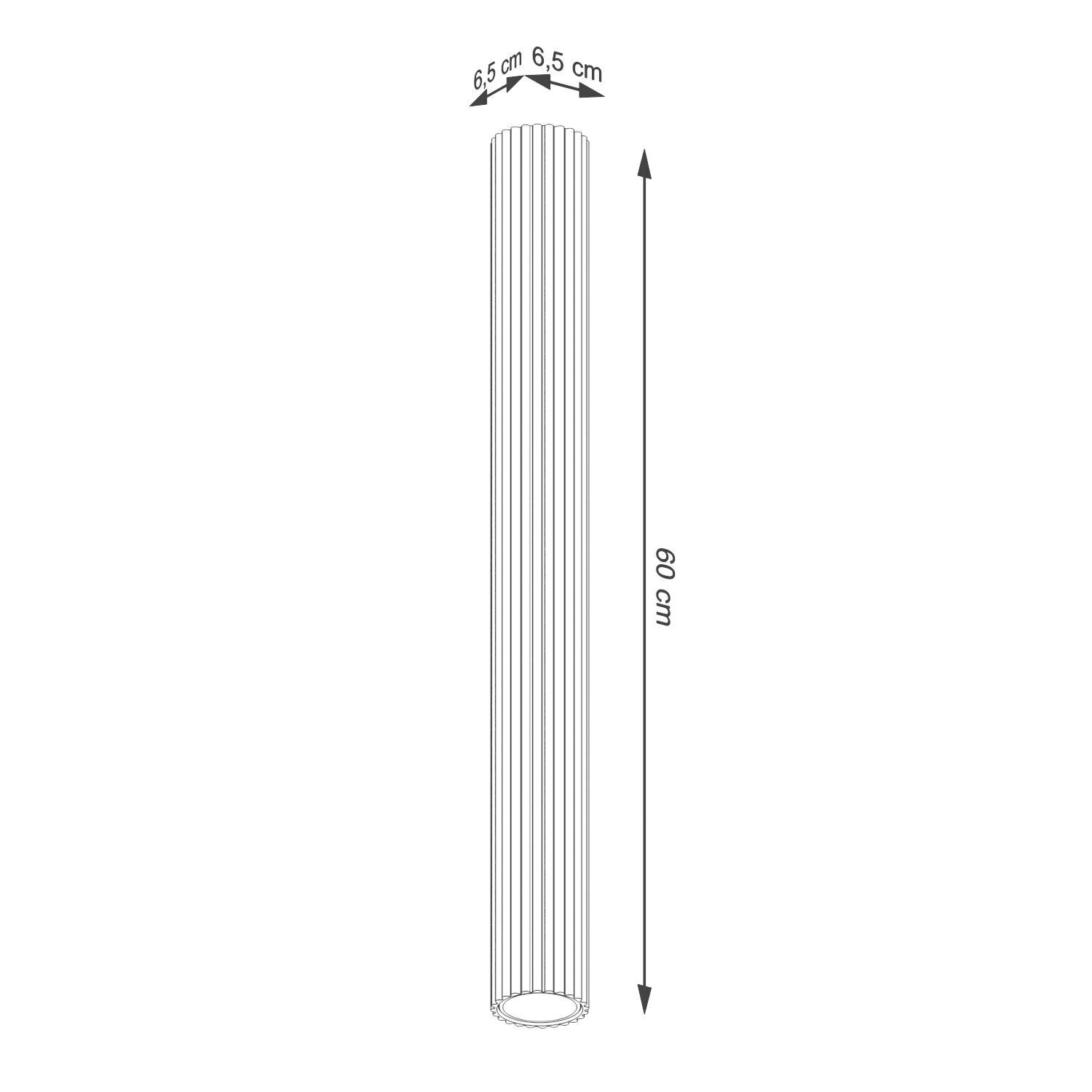 Deckenleuchte Aluminium Taupe Riffel GU10 Ø6,5 cm rund Zylinder