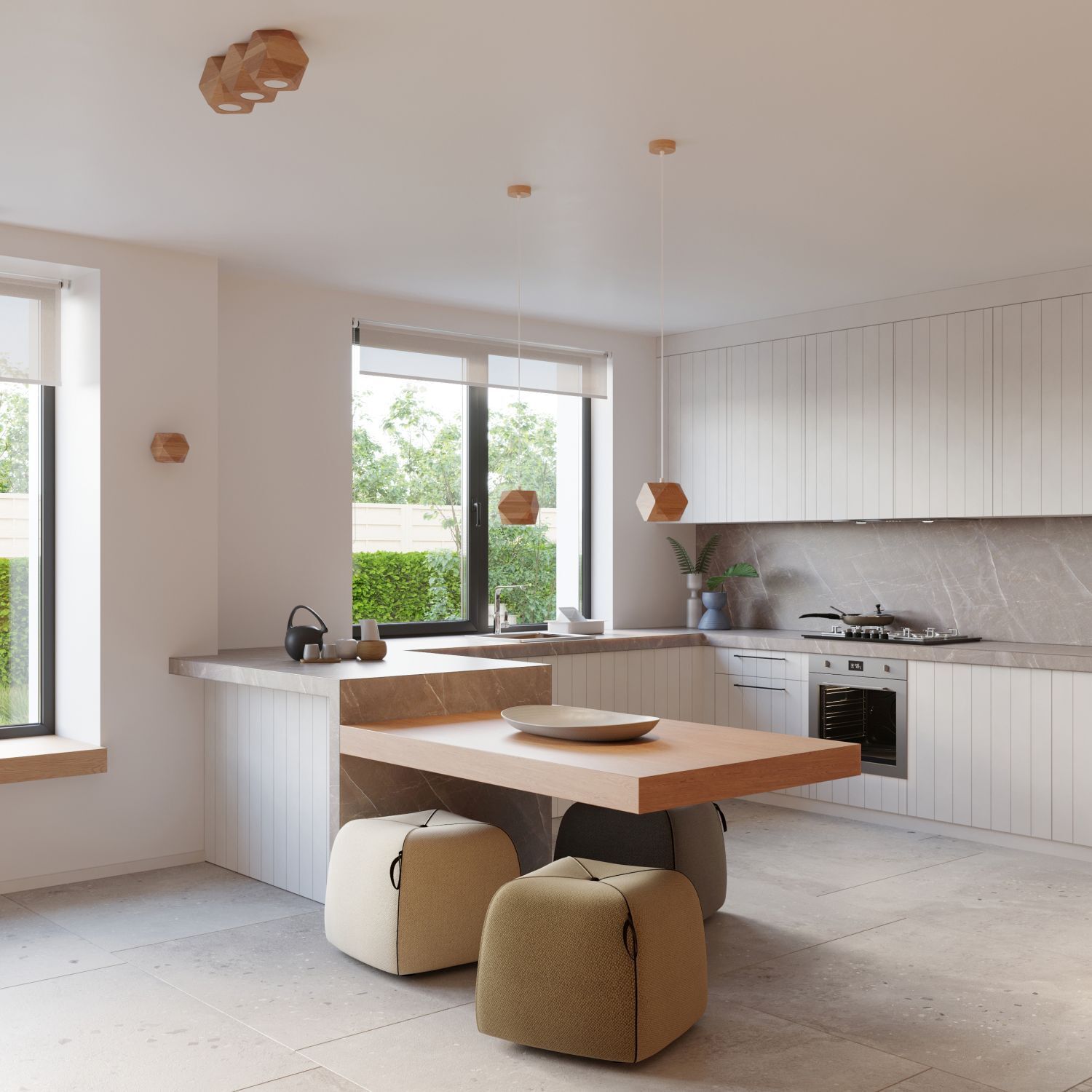 kitchen, Küche, Kücheninsel, Esstisch, Hocker