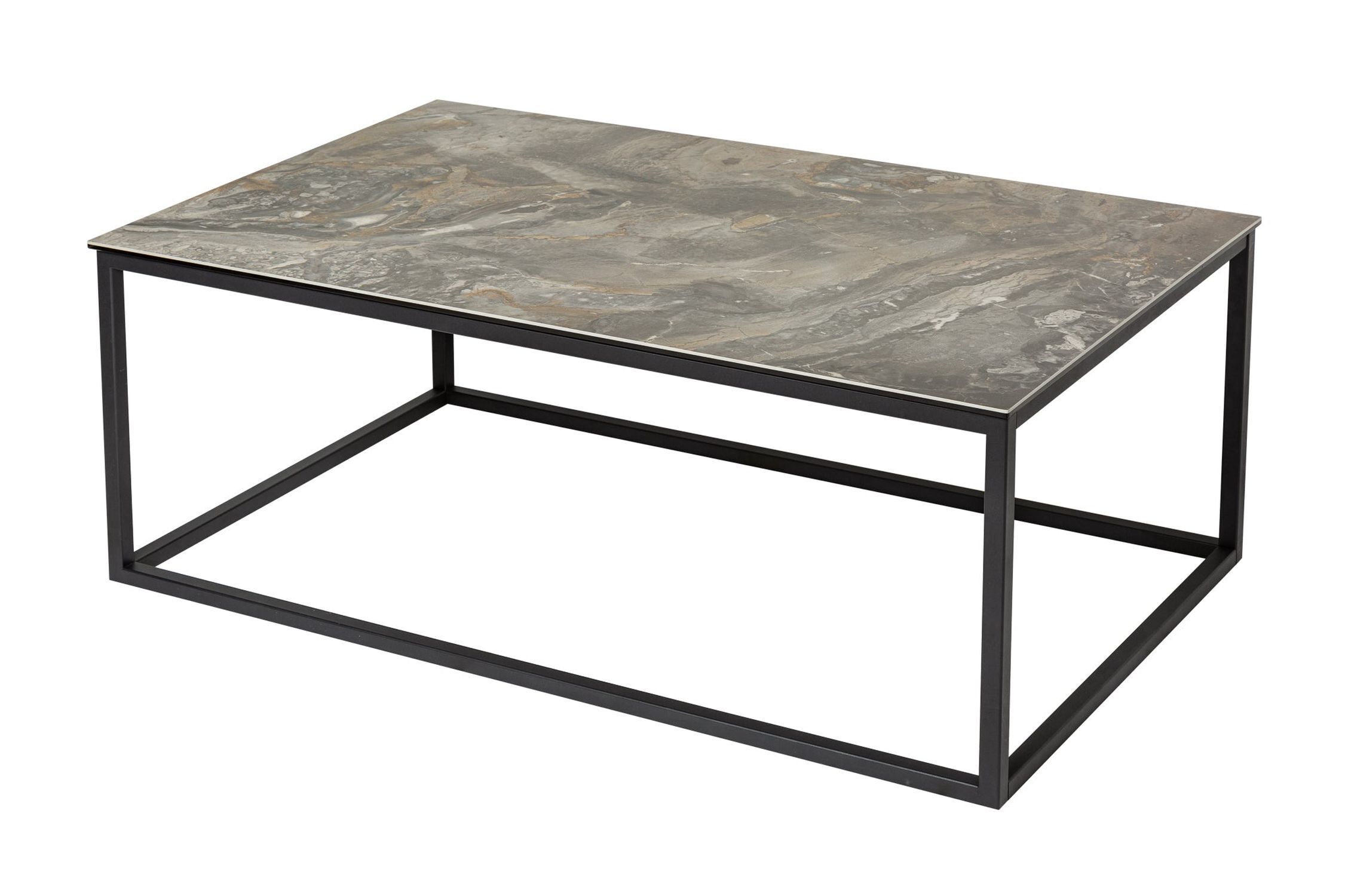 Table basse en céramique aspect marbre noir 100x60 cm