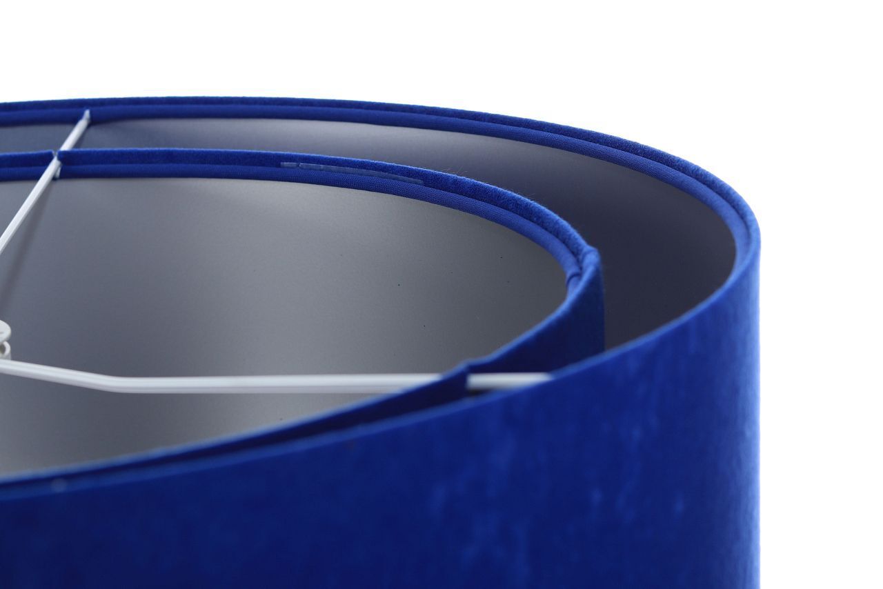 Lampe à suspendre tissu bleu cobalt argent E27 rond D : 50 cm