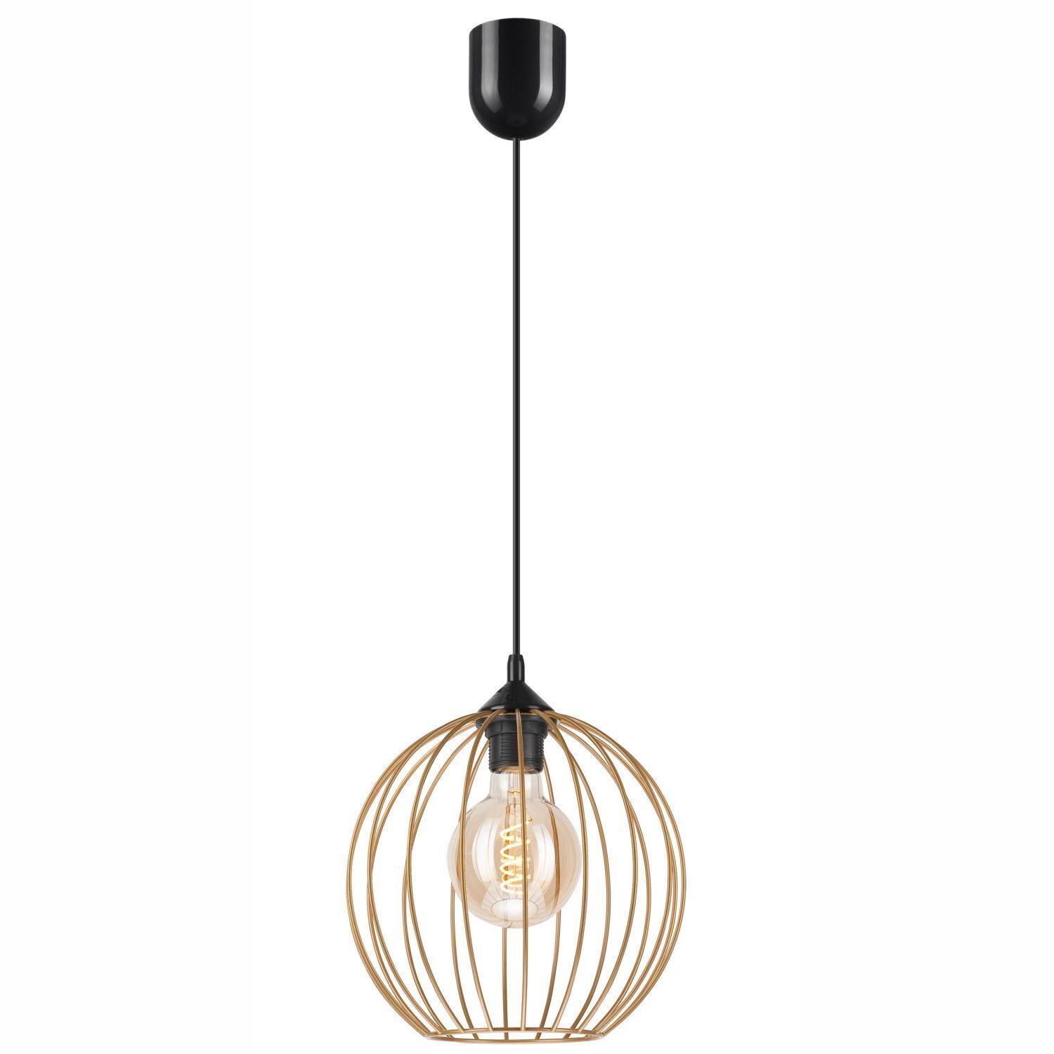 Hängeleuchte Metall Draht Ø 24 cm verstellbar Gold Retro E27
