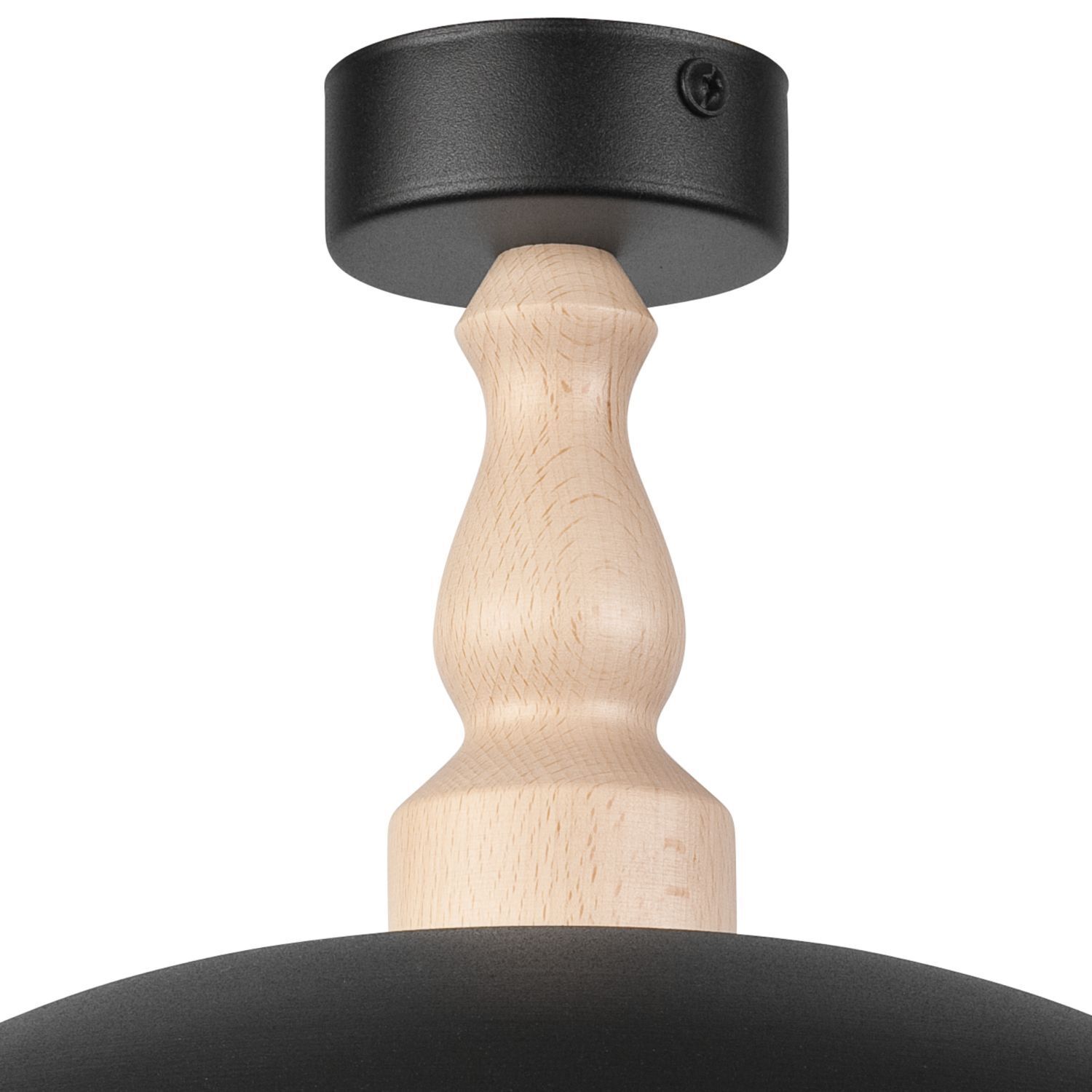 Deckenlampe Schwarz Metall Holz E27 Ø 30 cm Skandinavisch