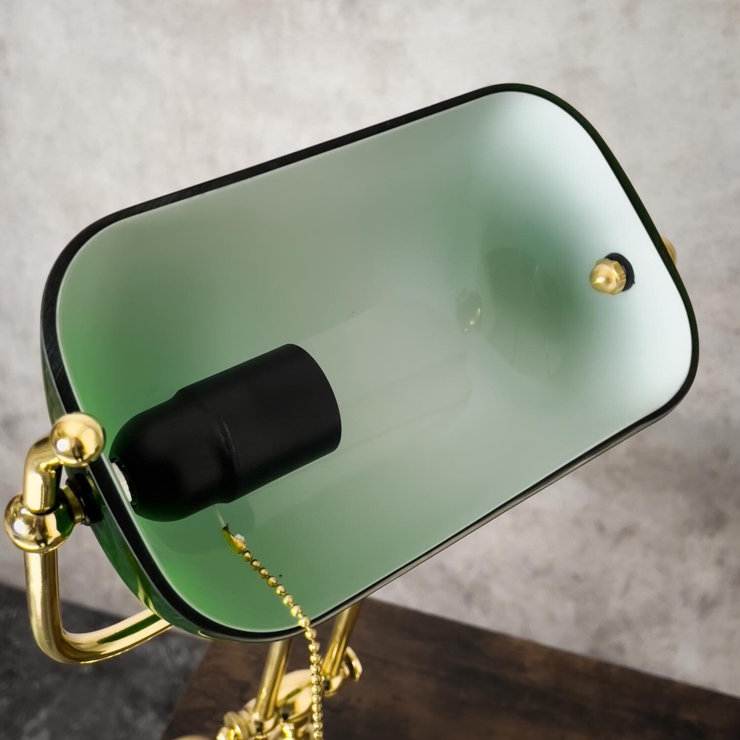 Lampe de banquier Art Nouveau 47 cm laiton verre interrupteur à tirette E27 Lampe, Baden