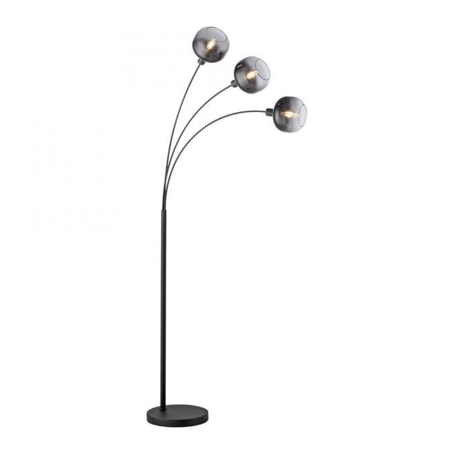 Lampadaire verre métal gris fumé noir E14 hauteur 160 cm Lampe