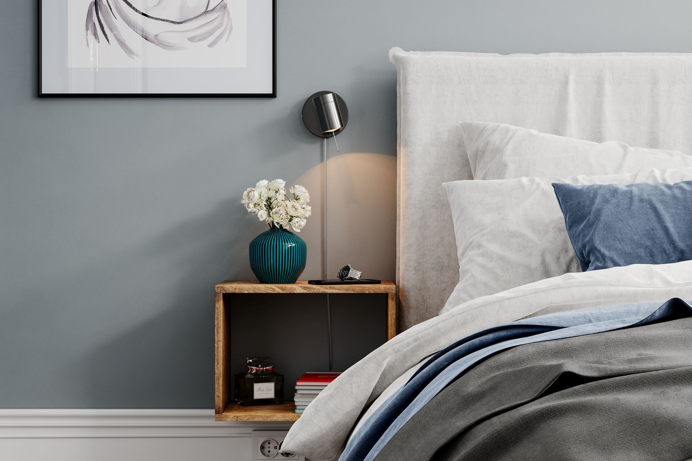 Wandspot mit Stecker Schalter B: 11 cm klein Schwarz GU10 Kissen, Dekoration für Zuhause, Lampe, Innenarchitektur, Kopfkissen