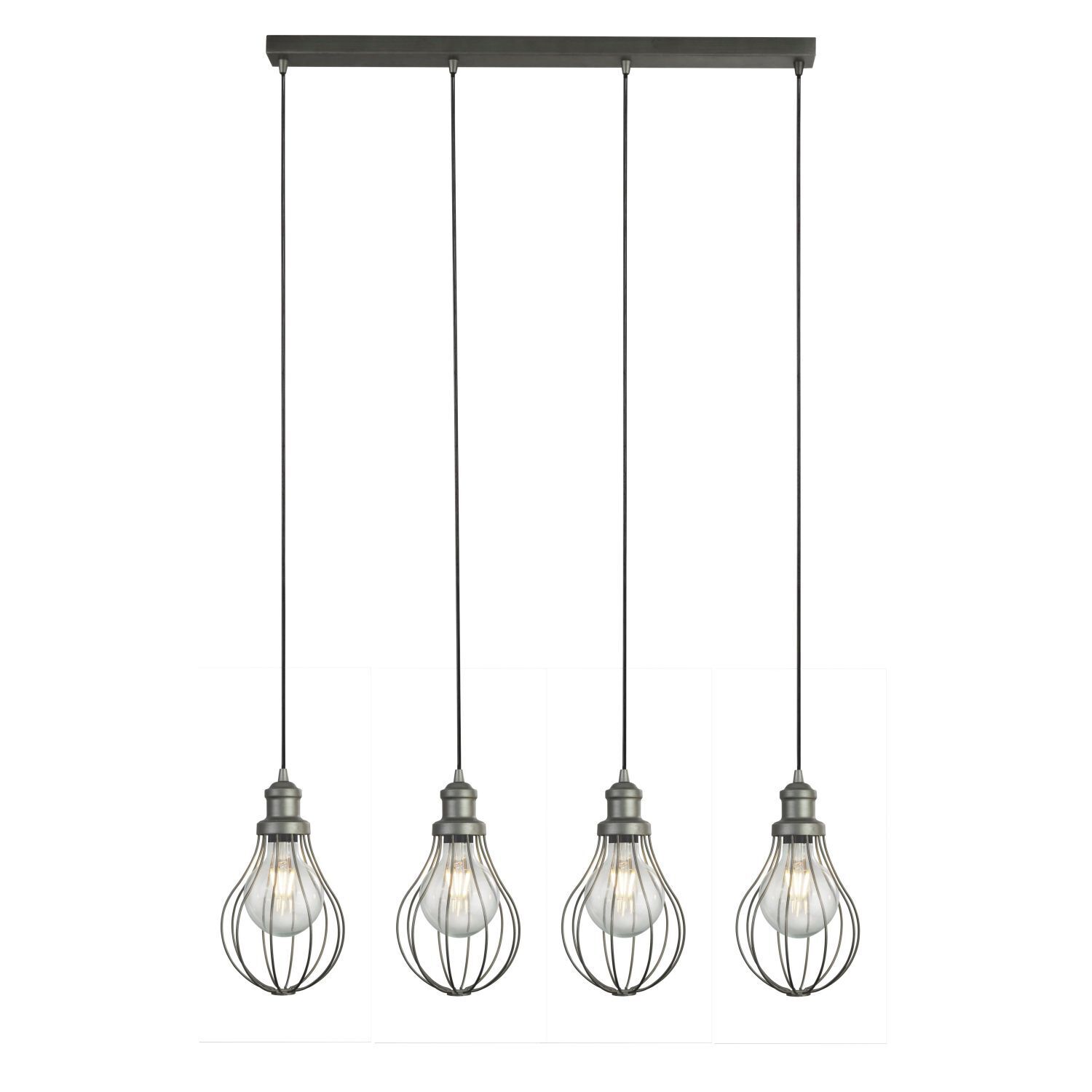 Hängeleuchte Metall B: 81 cm H. max. 1,2 m in Silber 4x E27