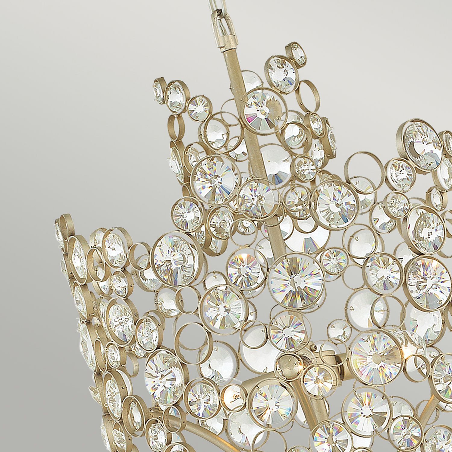 Hängelampe Kristall Metall in Blattsilber verstellbar Leuchter, Lampe, Zubehör, Schmuck, Rad