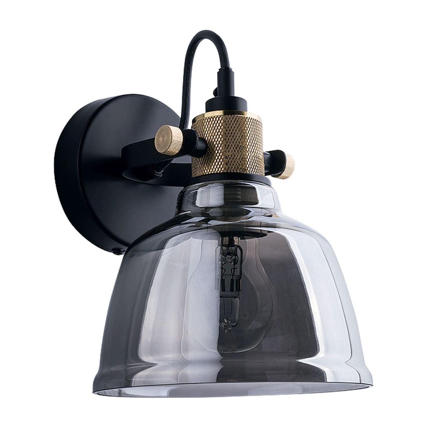 Wandleuchte, Wandlampe, Glasschirm, Brass Akzent, Industrie-Design