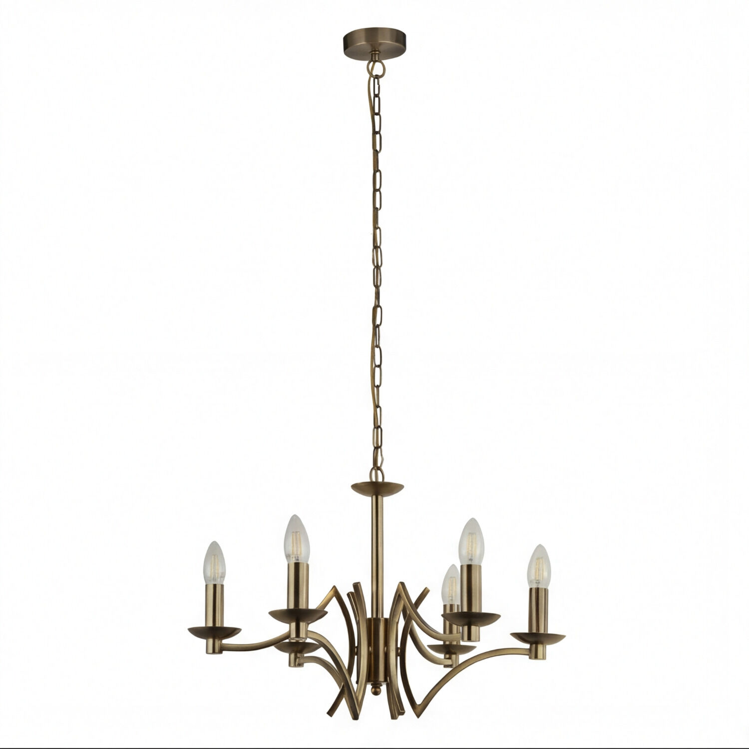 Kronleuchter Esszimmer Ø 56 cm in Messing antik 6-armig E14 Kronleuchter, Hängelampe, Metall, Brass, 5-Lampen