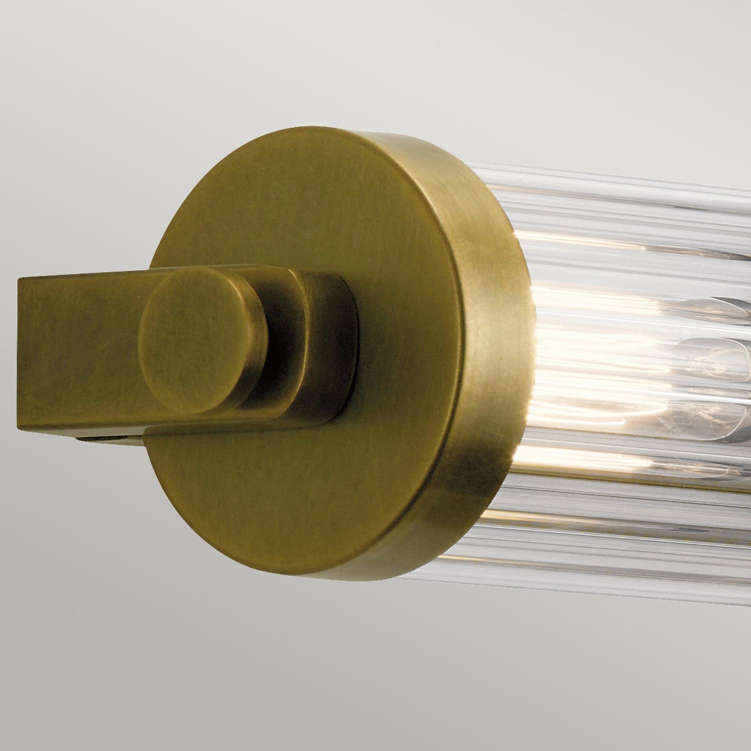 Wandleuchte, Messing, Glasrohr, LED-Lampe, kugelige Arm