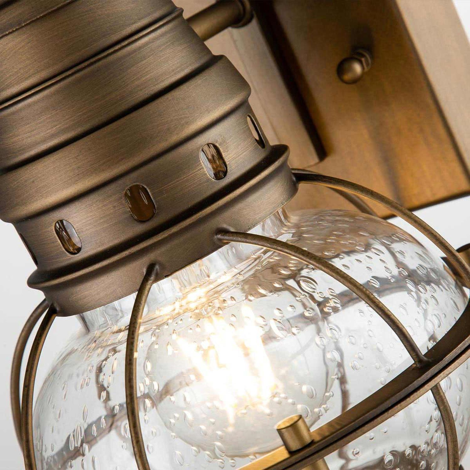 Außen Wandlampe Vintage IP44 33,4 cm hoch wetterfest Lampenfassung, Hängeleuchte, Glaskorpus, Glaskugel, Vintage-Brass