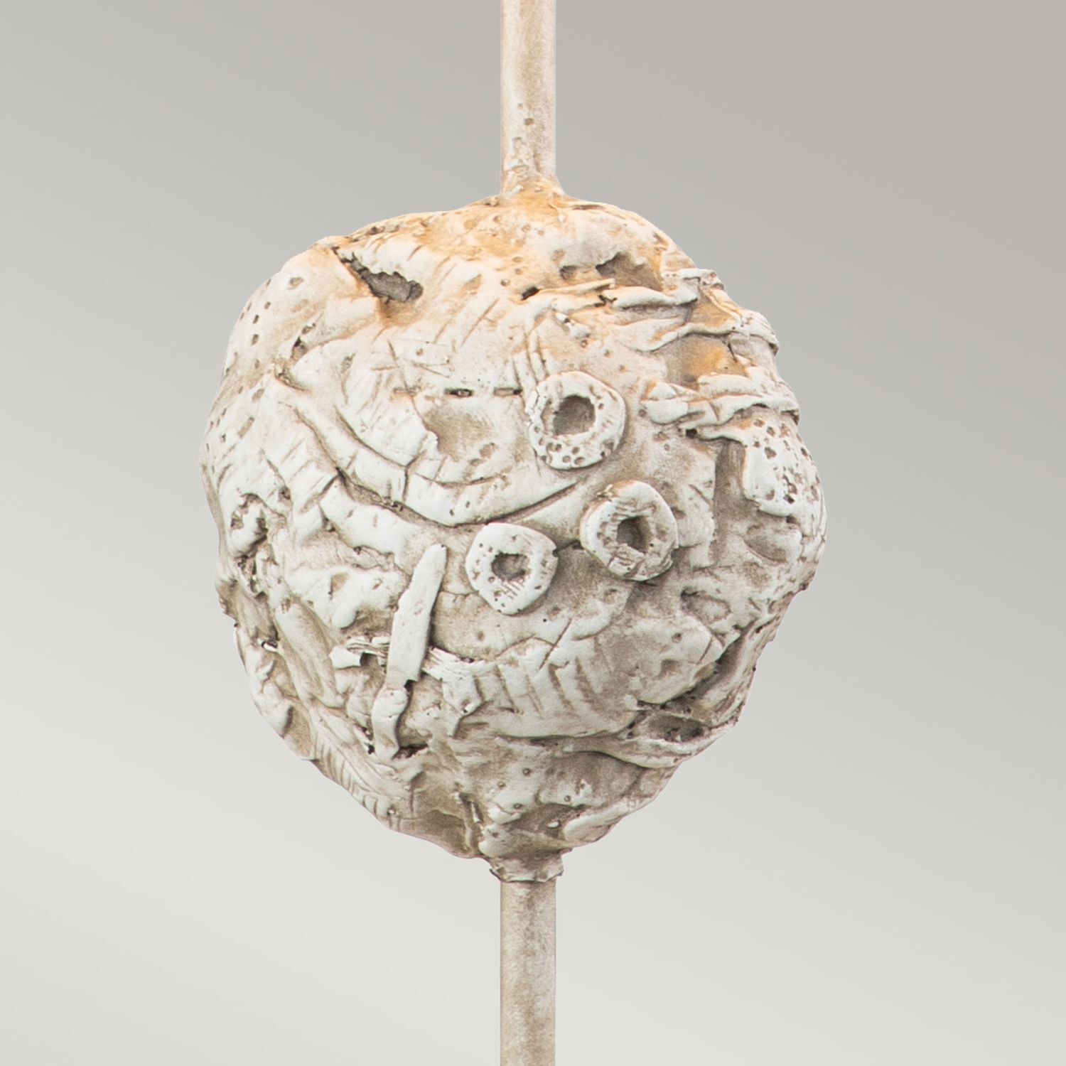 skulptur, kugel-form, texturiert, keramik, neutrale-farbe