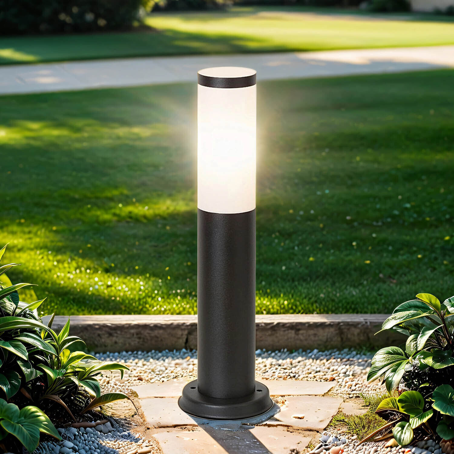 Stehlampe Außen Schwarz Weiß H:45cm IP44 blendarm Lampe