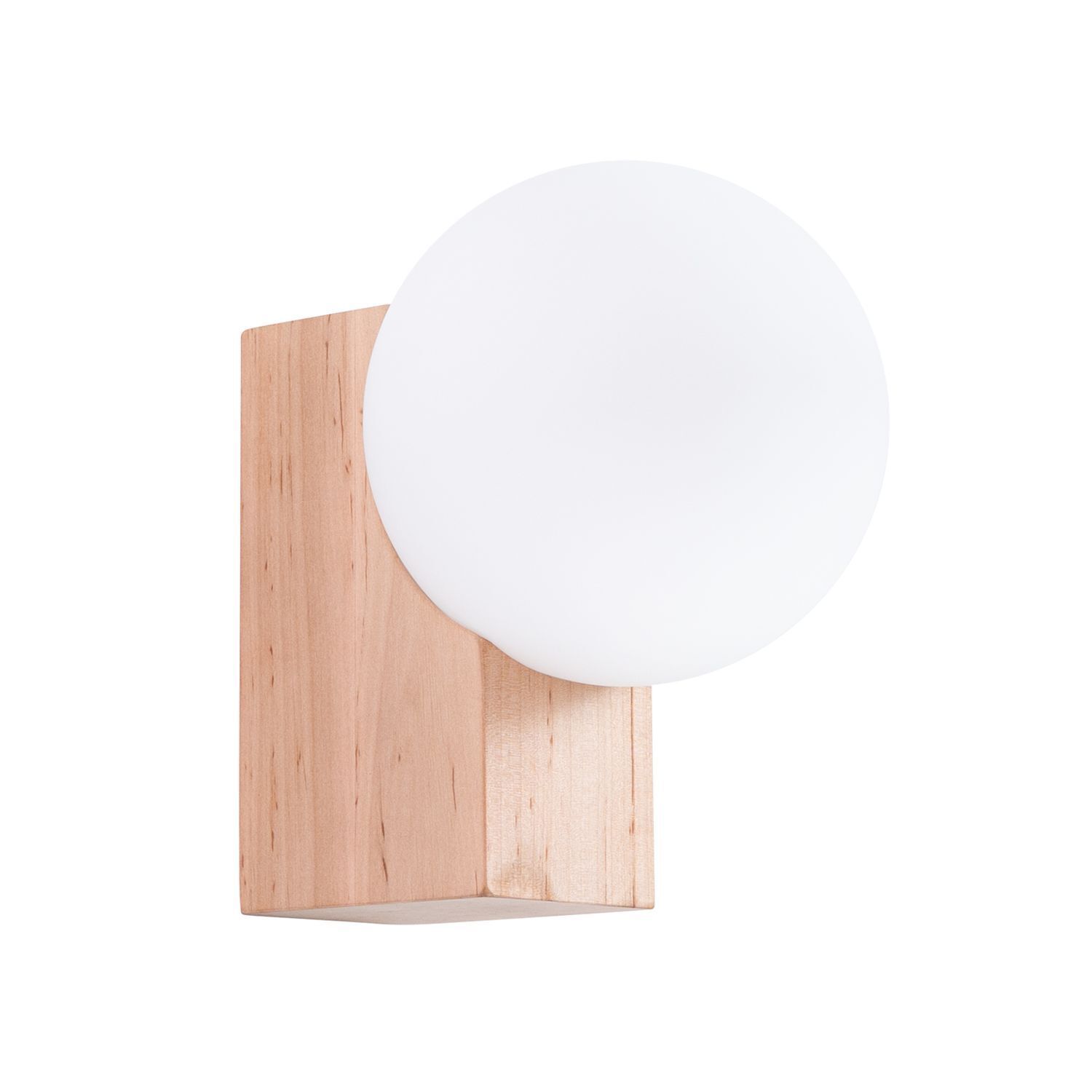 Lichtobjekt, Wandlampe, Holzbase, weiße Scheibe, minimalistisch
