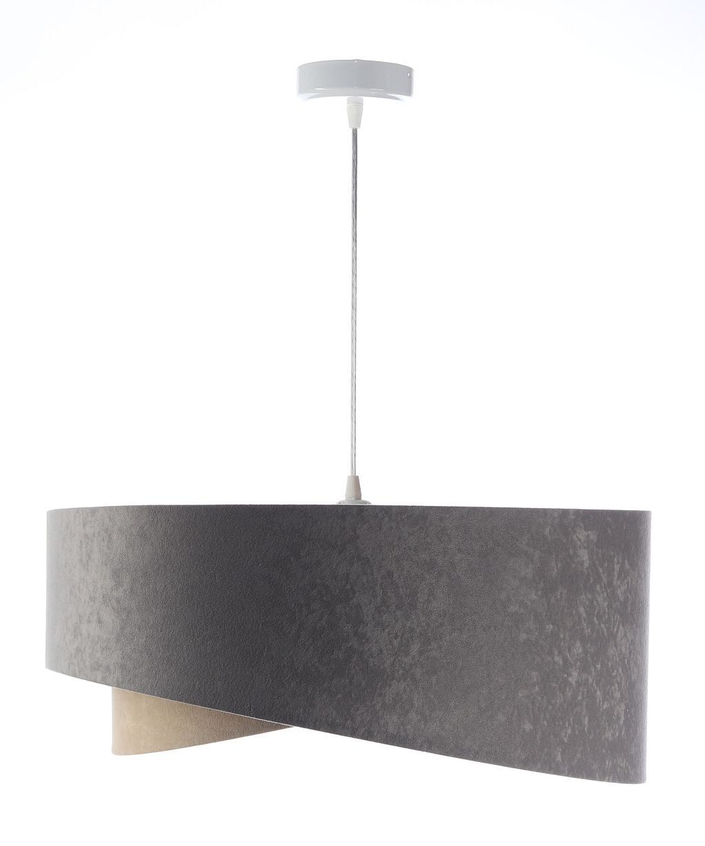 Suspension ronde Ø 50 cm Gris Argent Beige Or E27 Tissu Lampe