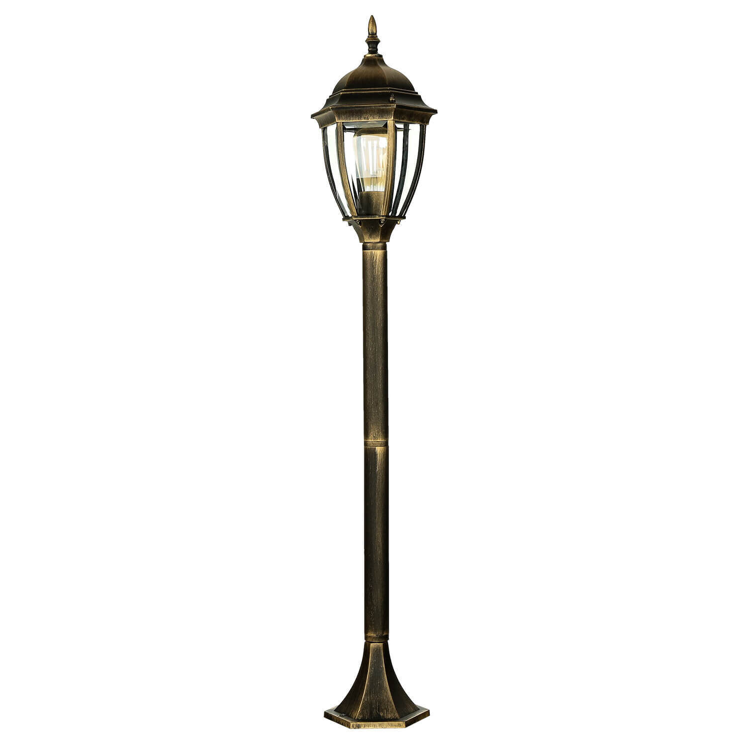 Lampe sur pied rustique jardin E27 or antique verre