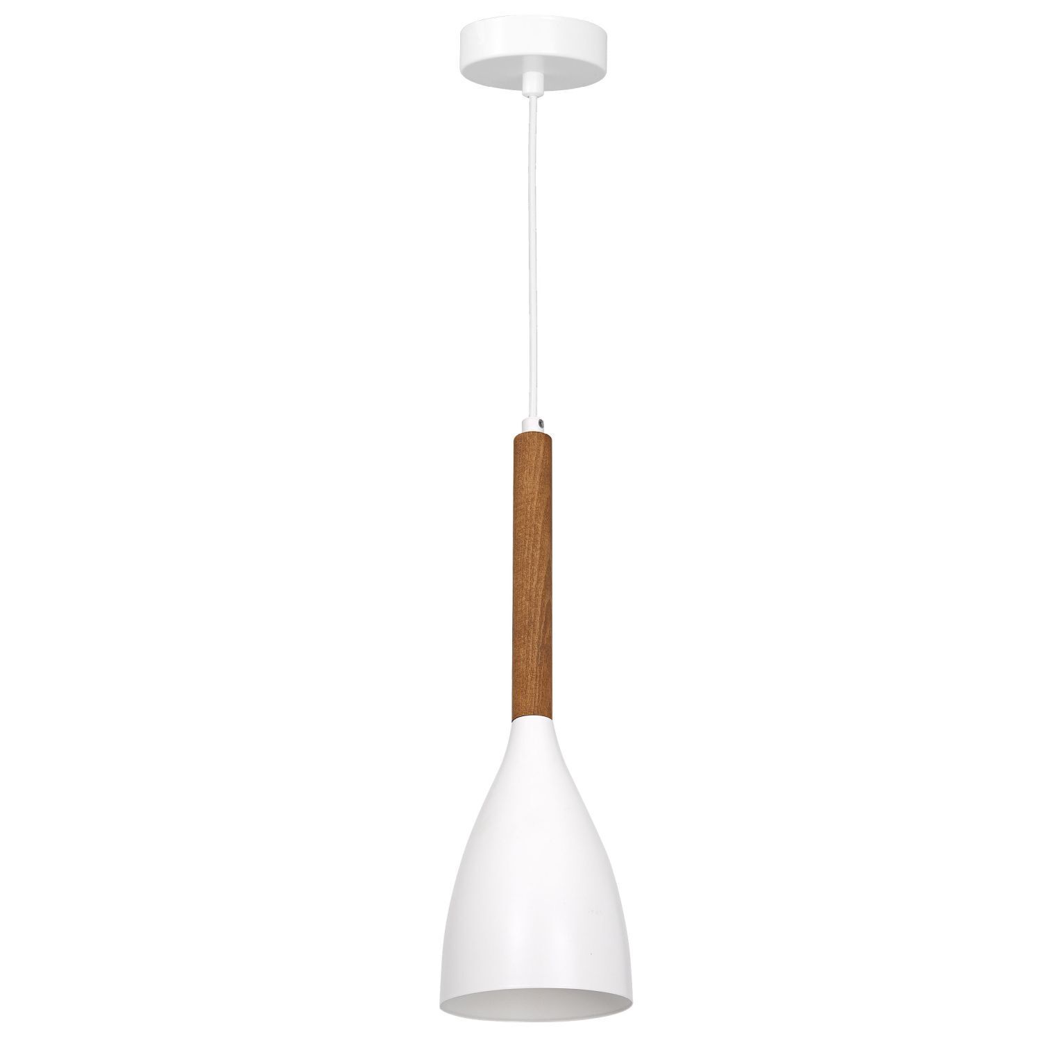 Lampe à suspendre Scandinave Blanc Métal Bois Ø11cm