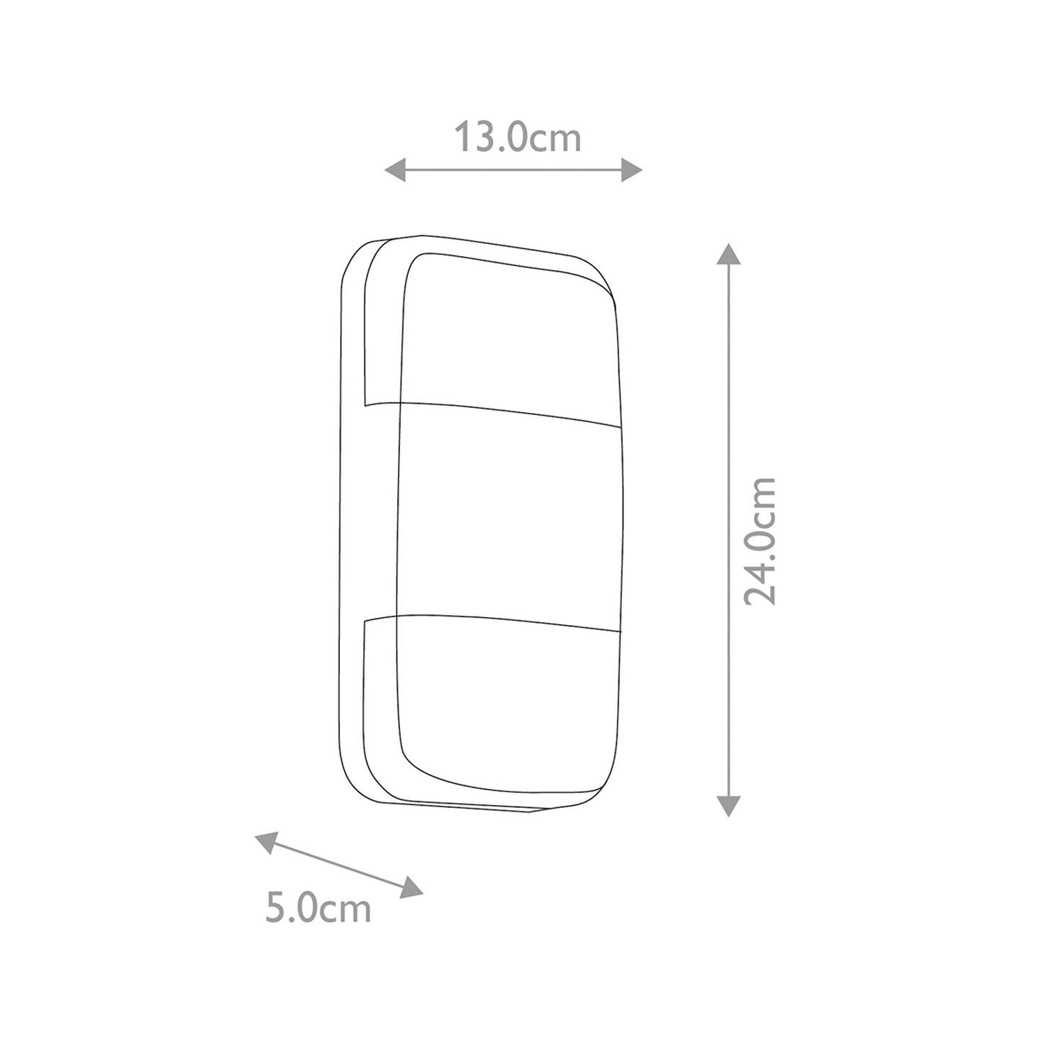 Lampe LED d'extérieur murale 24 cm de haut IP65 blanc chaud résistant aux intempéries Diagramm, Handlung