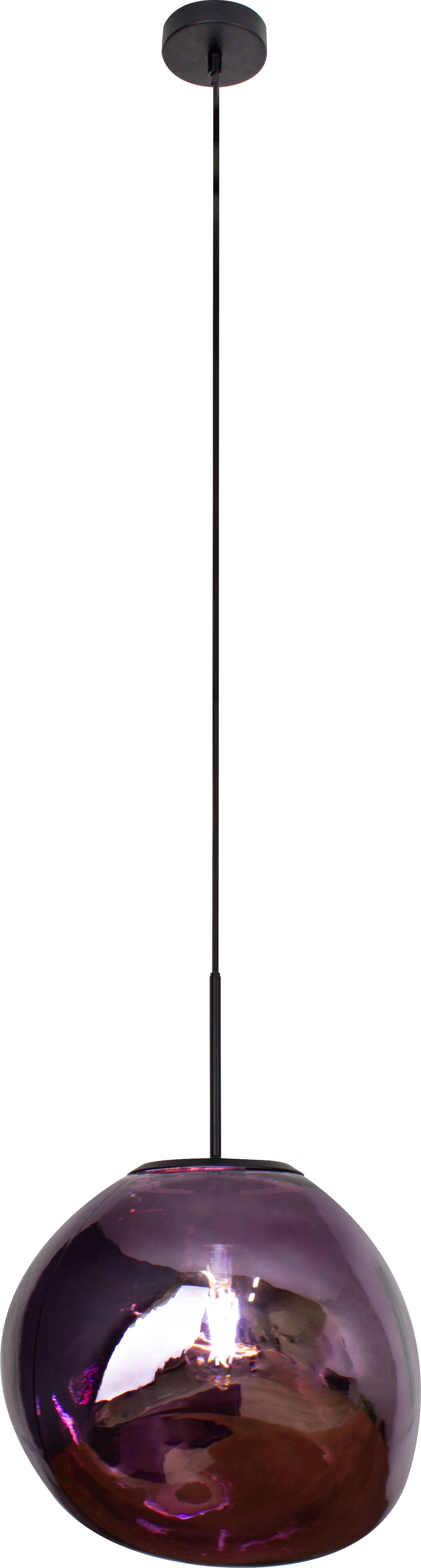 Runde Pendelleuchte Glas Lila Ø36 cm Modern stilvoll hängelampe, pendellampe, globo-lampe, kupferfarbende-lampe, metallglaskugel