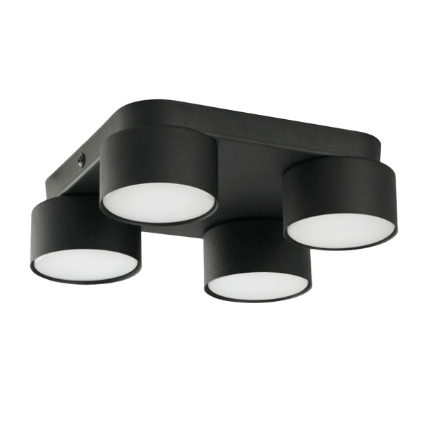 Deckenleuchte, LED-Lampe, Rundlampe, 4-flammig, schwarz