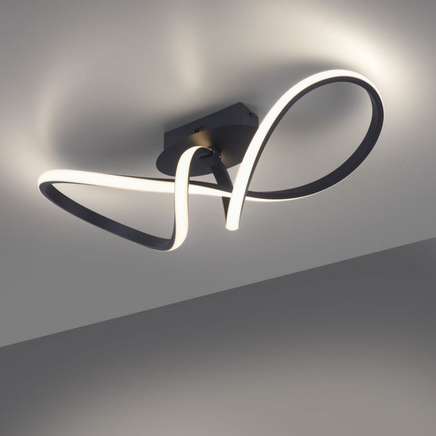 Lampe de plafonnier LED à intensité variable Métal noir 3000 K blanc chaud