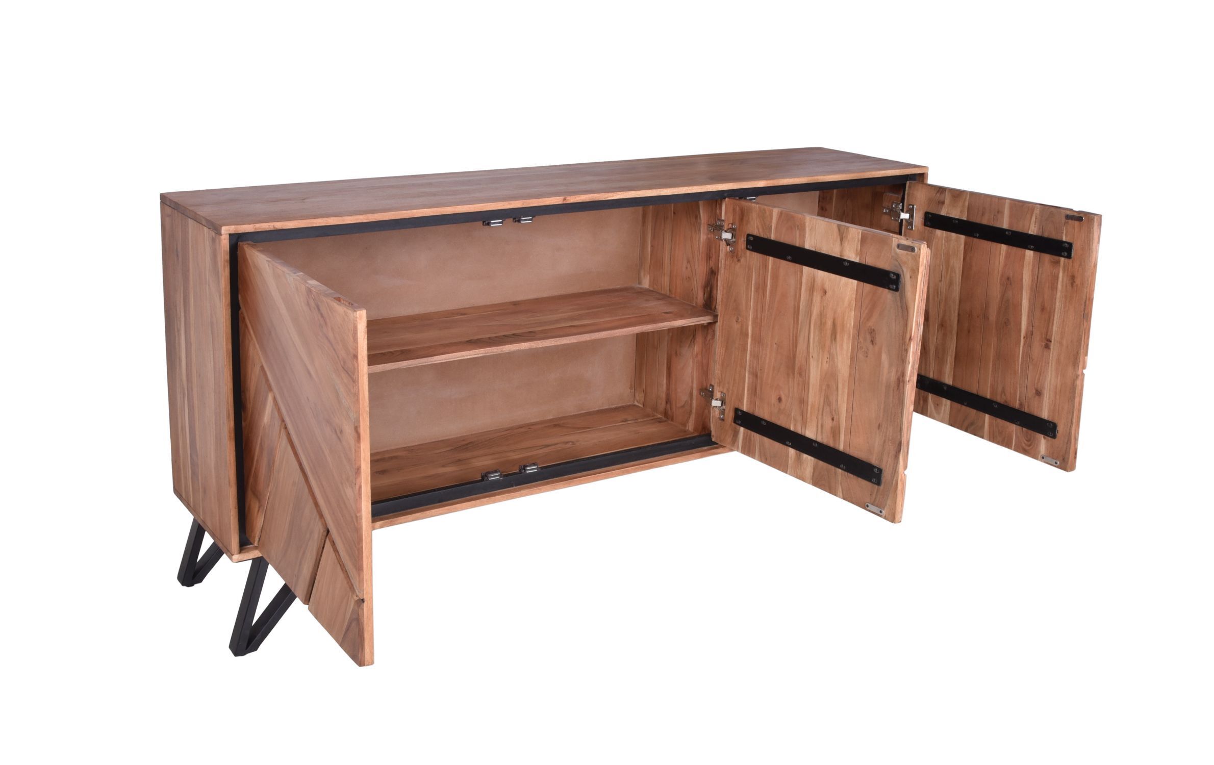 Sideboard 180 cm breit Holz Metall 3 Türen Modern Moebel, Tabelle, Anrichte, Schreibtisch, Kabinett