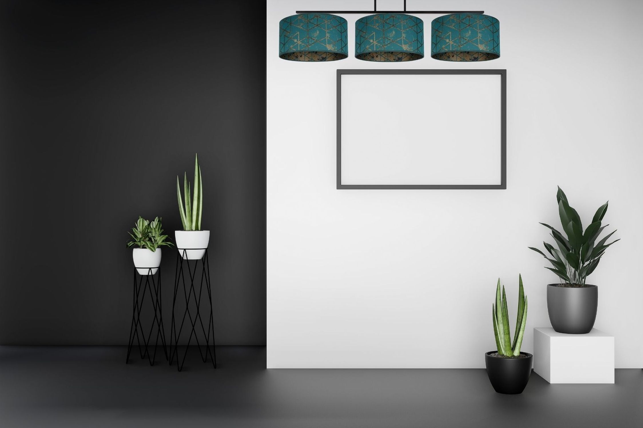 Blendarme Plafonnier tissu vert motif E27 3-flamme