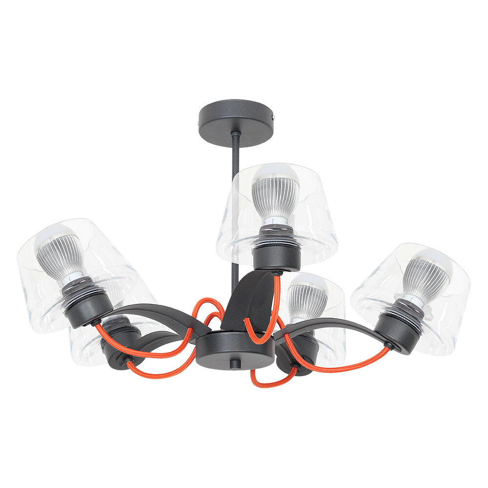 Tiefe Industrie Deckenleuchte E27 in Rot Leuchter, Lampe, Deckenventilator, Elektrisches Gerät, Deckenleuchte