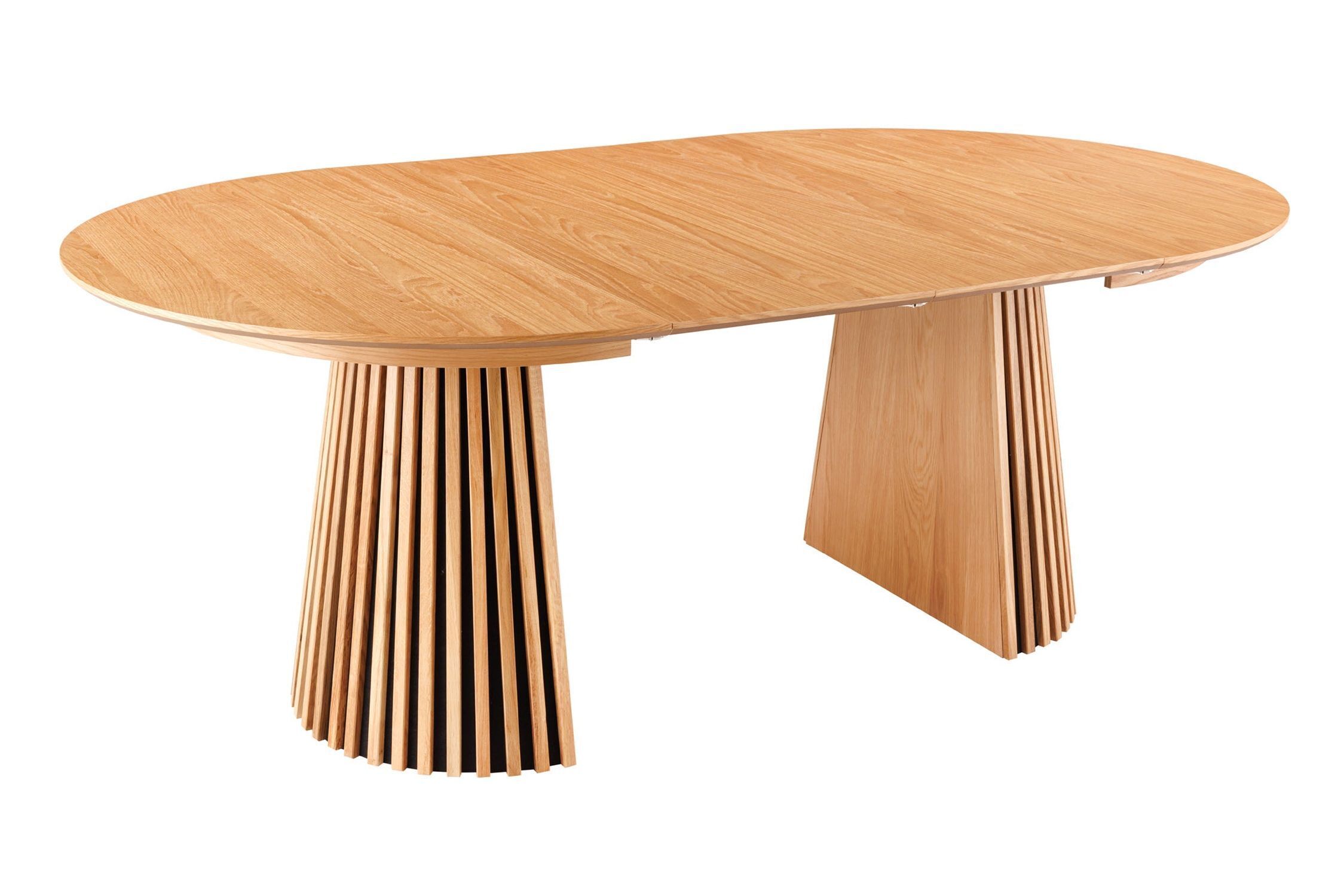 Table de salle à manger ronde extensible 120-220 cm Japandi pied colonne