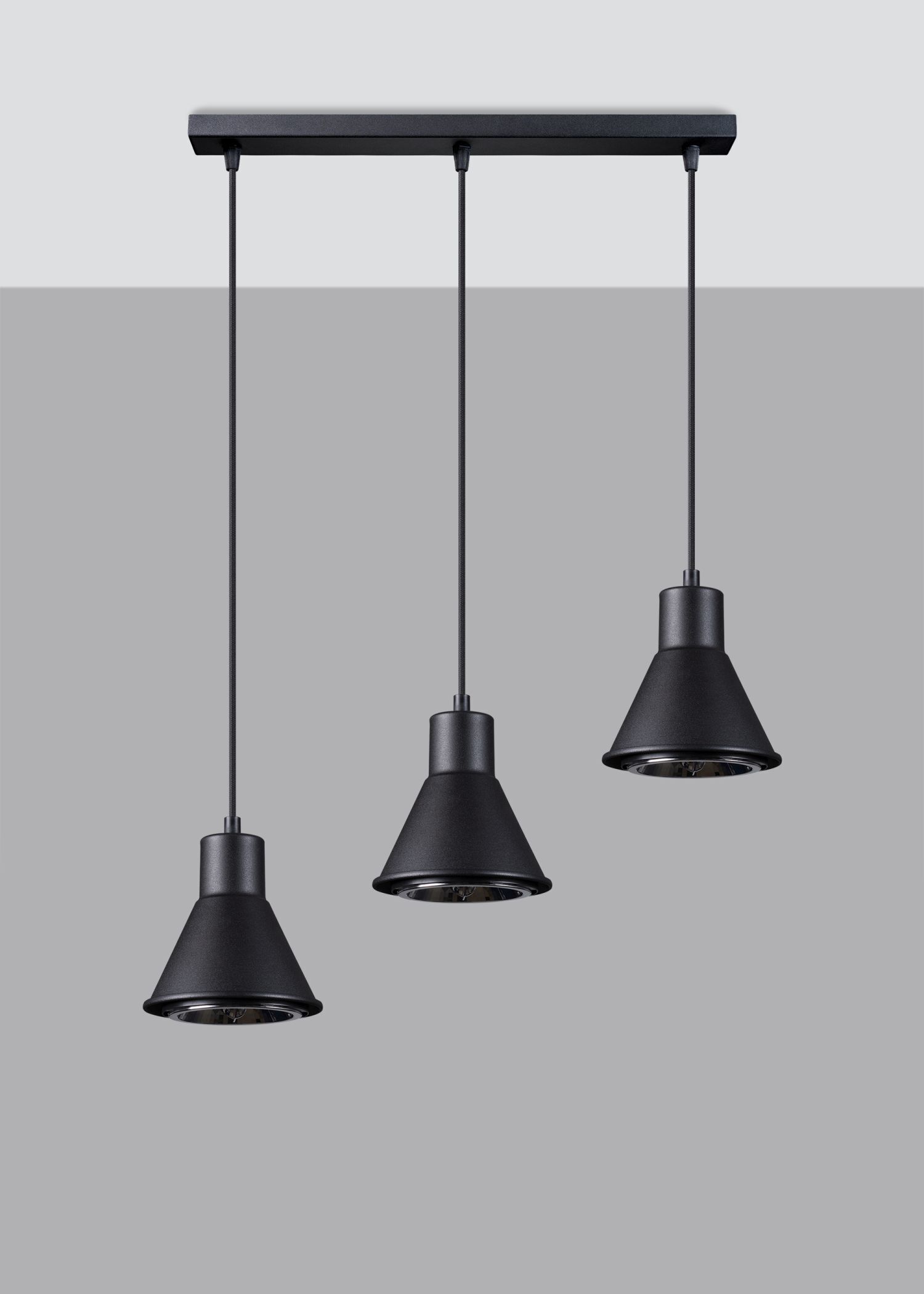Suspension 3 flammes Retro ES111 Métal noir