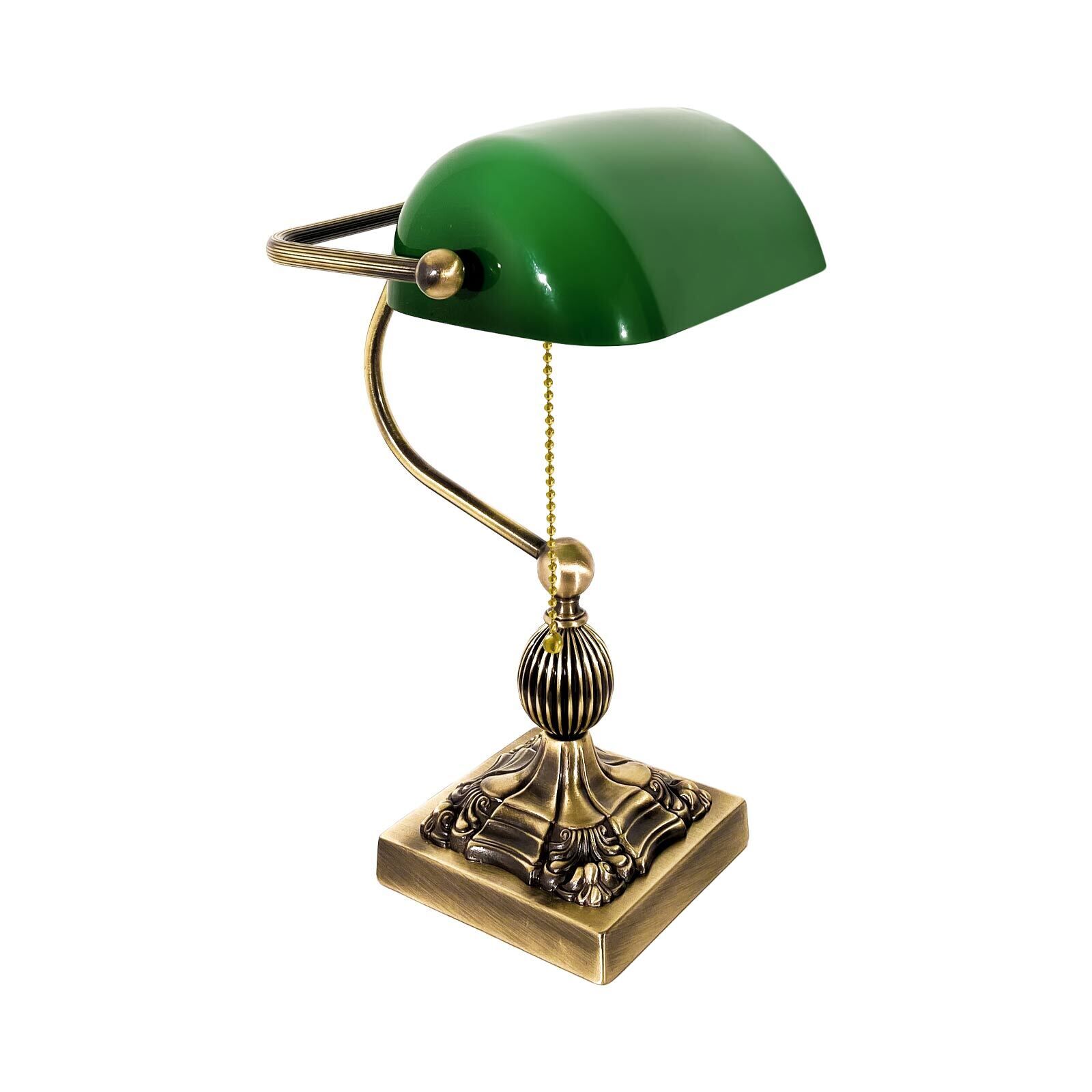 tischlampe-buerolampe-schreibtisch-schreibtischlampe-werner-1x-e27-bis-8w-bronze-hell-glaenzend-gruen-fuer-arbeitszimmer-le108875-01 Kleines Tischlamp, Grüne Abdeckung, Schreibtischlampe, Messingakzente, Verschnörkelter Sockel