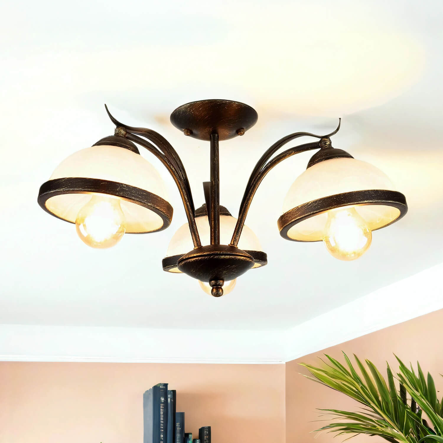 Deckenleuchte KORFU in Messing Antik 3-flmg deckenlampe, krone, metall, dreiteilig, glühbirnen