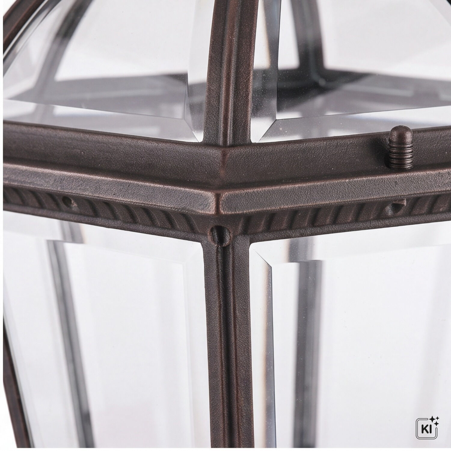 Laterne, Lampe, Metall, Glas, Braun