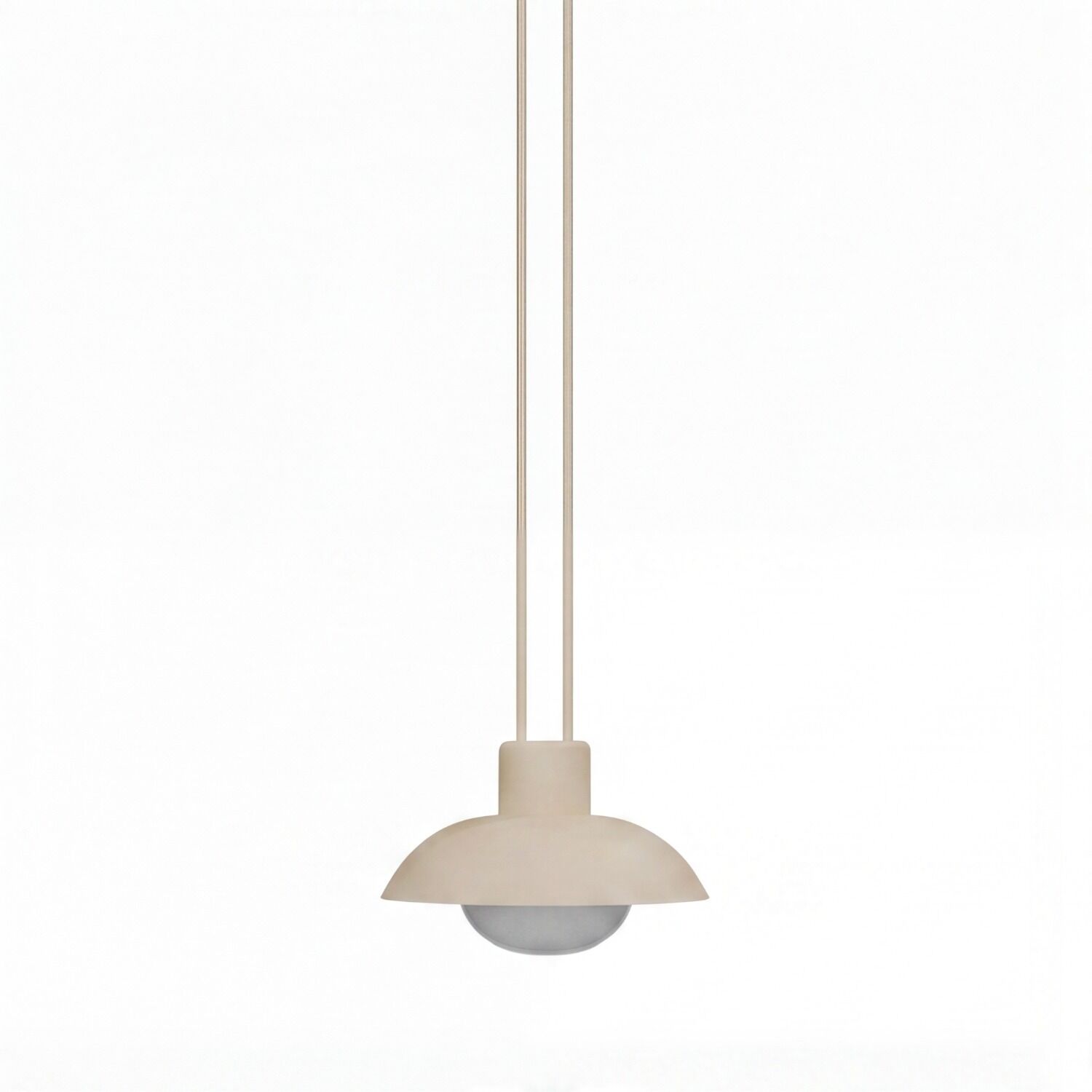 Hängelampe, Pendelleuchte, Beige, Milchglas, Rundschirm