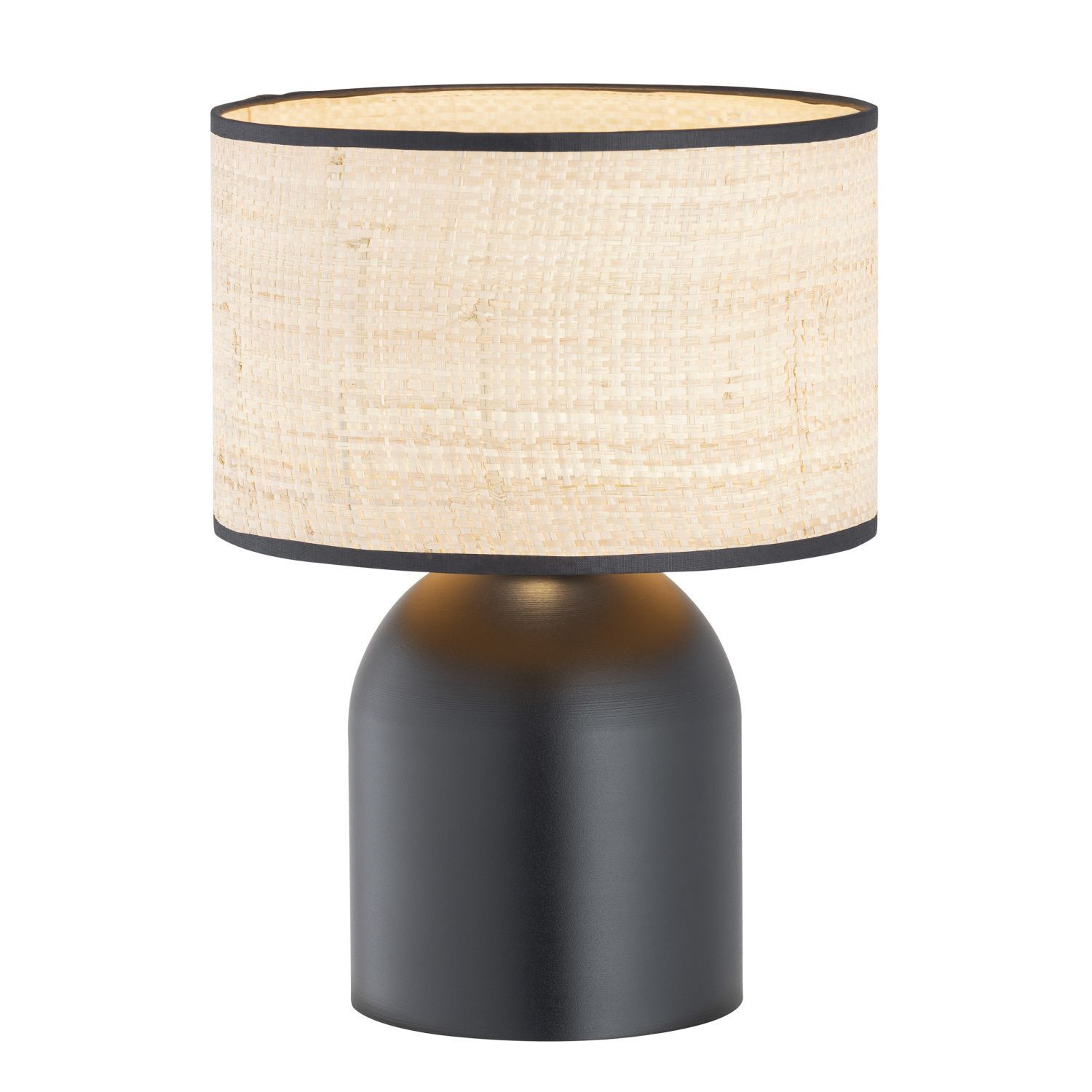 Lampe de chevet métal rotin E27 hauteur 35 cm noir naturel