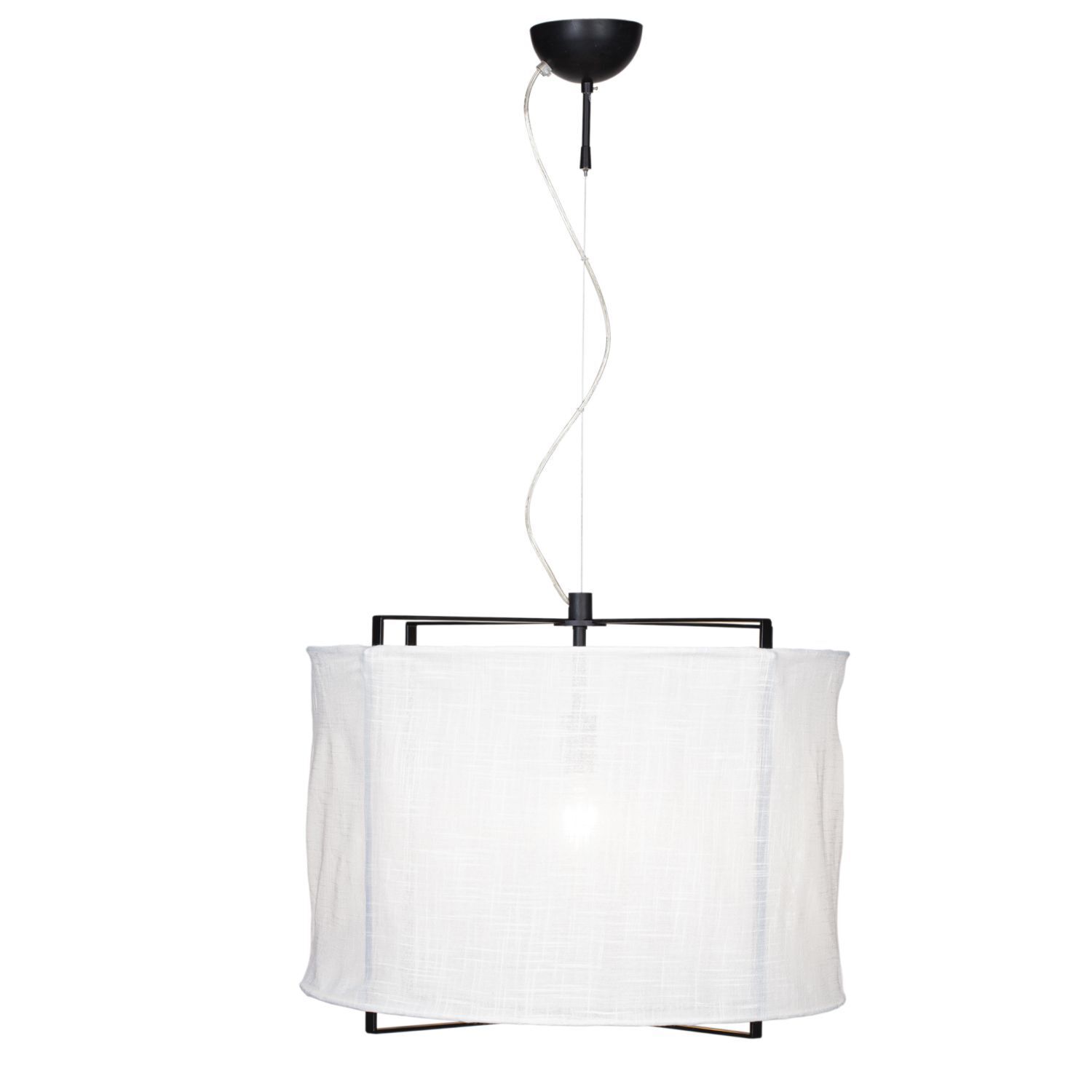 Lampe à suspendre Blanc Noir L : 61,5 cm Métal Tissu E27