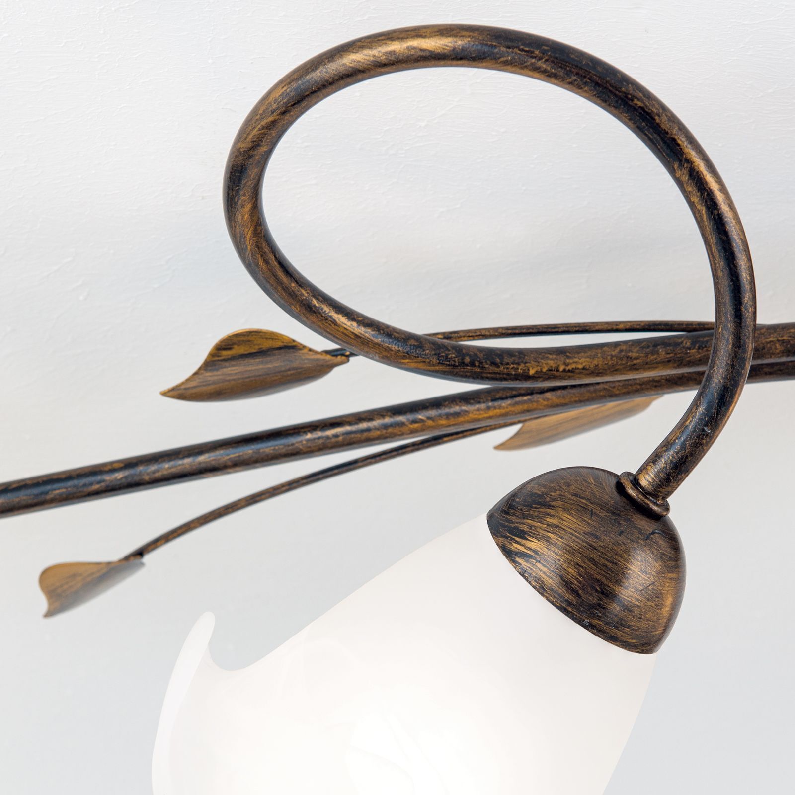 Deckenleuchte, Metall, Bronze, Lampenschirm, Kunstvoll