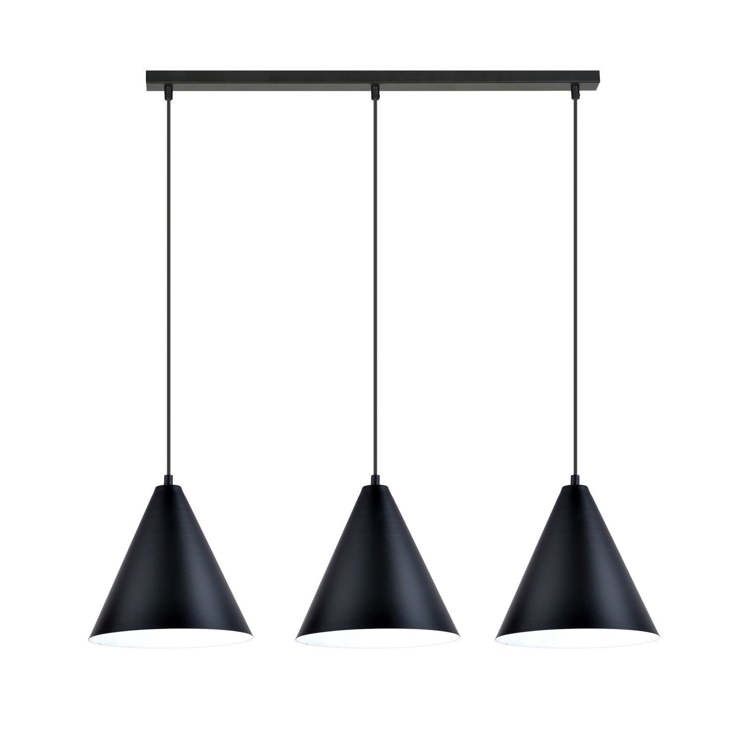 Lampe à suspendre métal L : 92 cm noir blanc E27 3 flammes