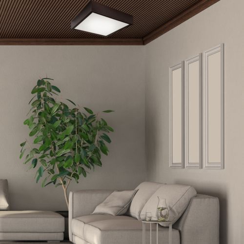 Quadratisch Deckenleuchte Braun Wohnzimmer Holz