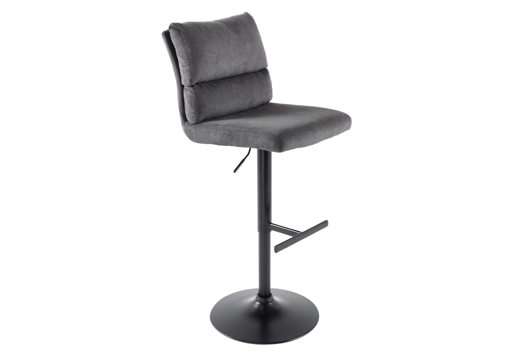 Barstuhl höhenverstellbar Cord Metall Grau Schwarz drehbar Moebel, Stuhl, Barhocker