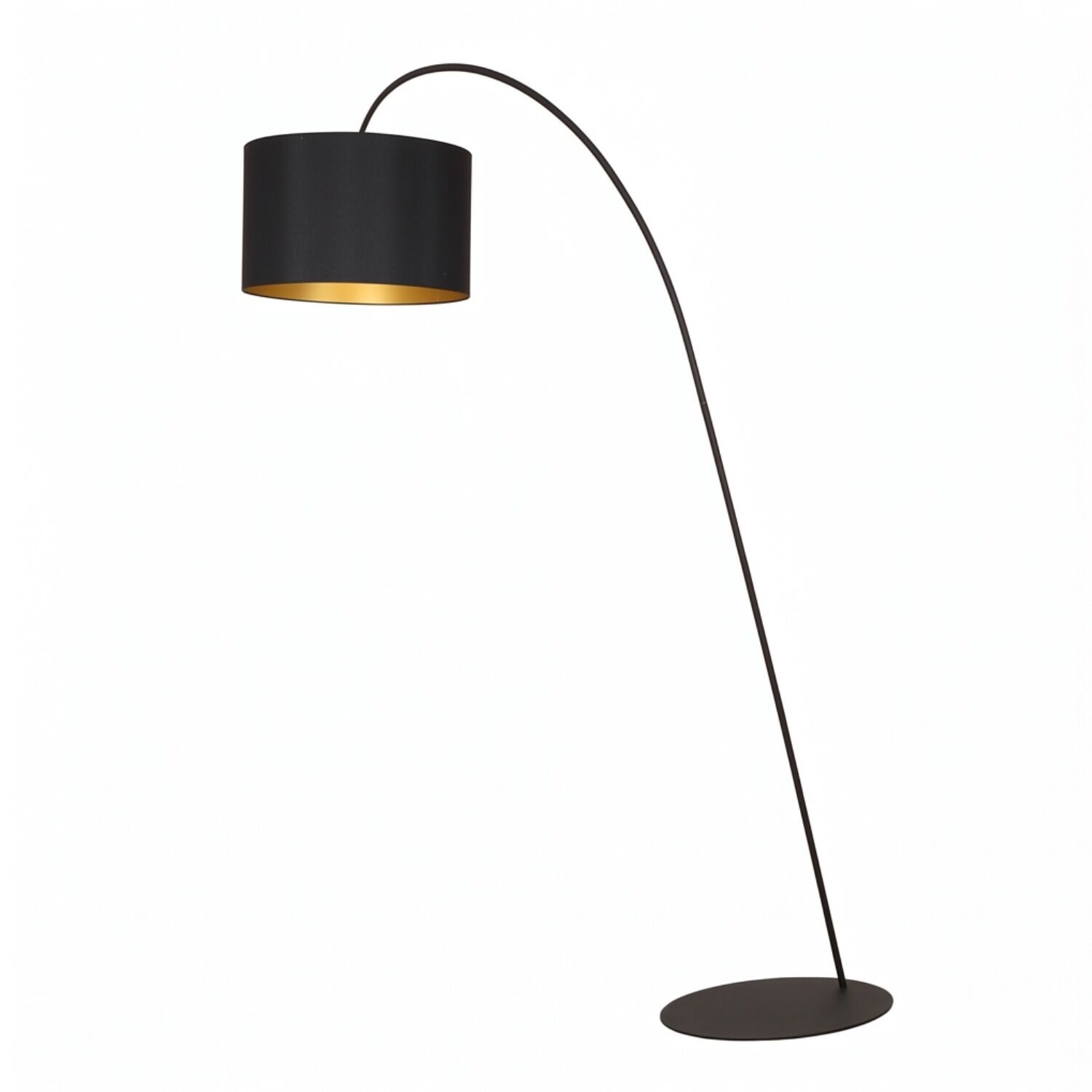 le67106-stehlampe-wohnzimmer-innen-metall-textil-modern-e27-ip20-schwarz-gold-02 fußbodenleuchte, bogenlampe, schwarz, metall, verstellbar