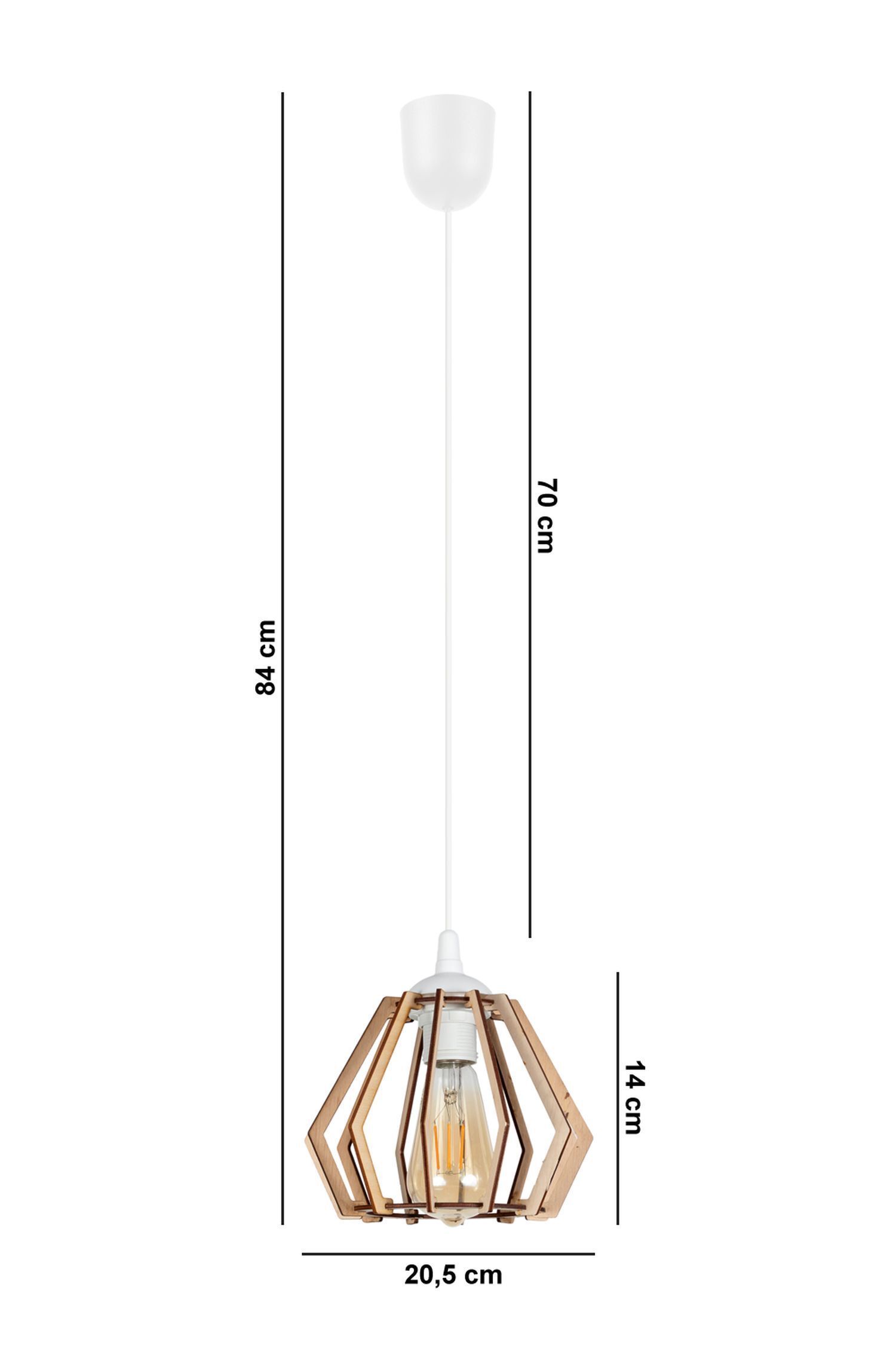 Confortable lampe à suspendre Blanc Naturel Bois E27 L:20,5 cm