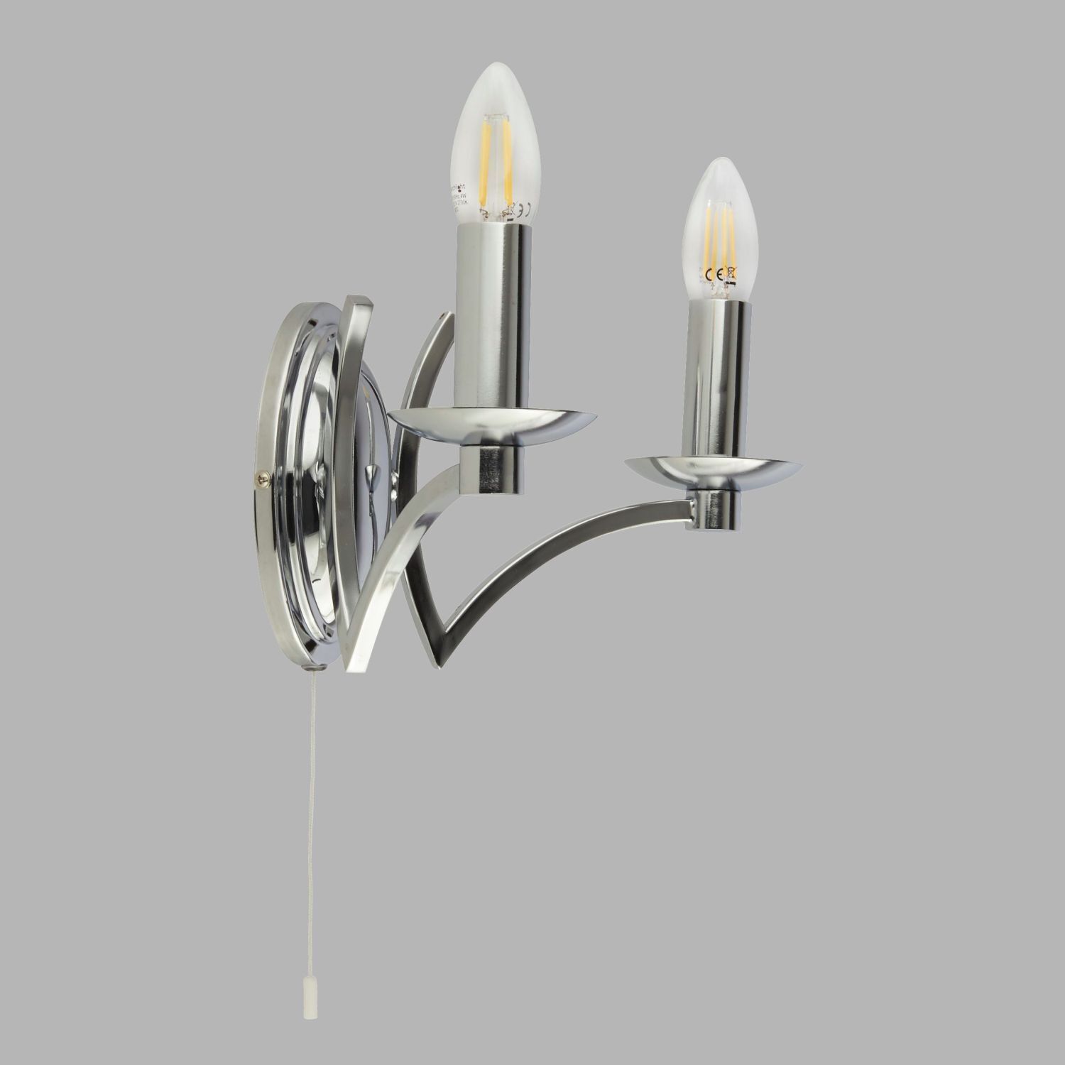 Applique avec interrupteur chrome 2 flammes E14 L : 32,5 cm