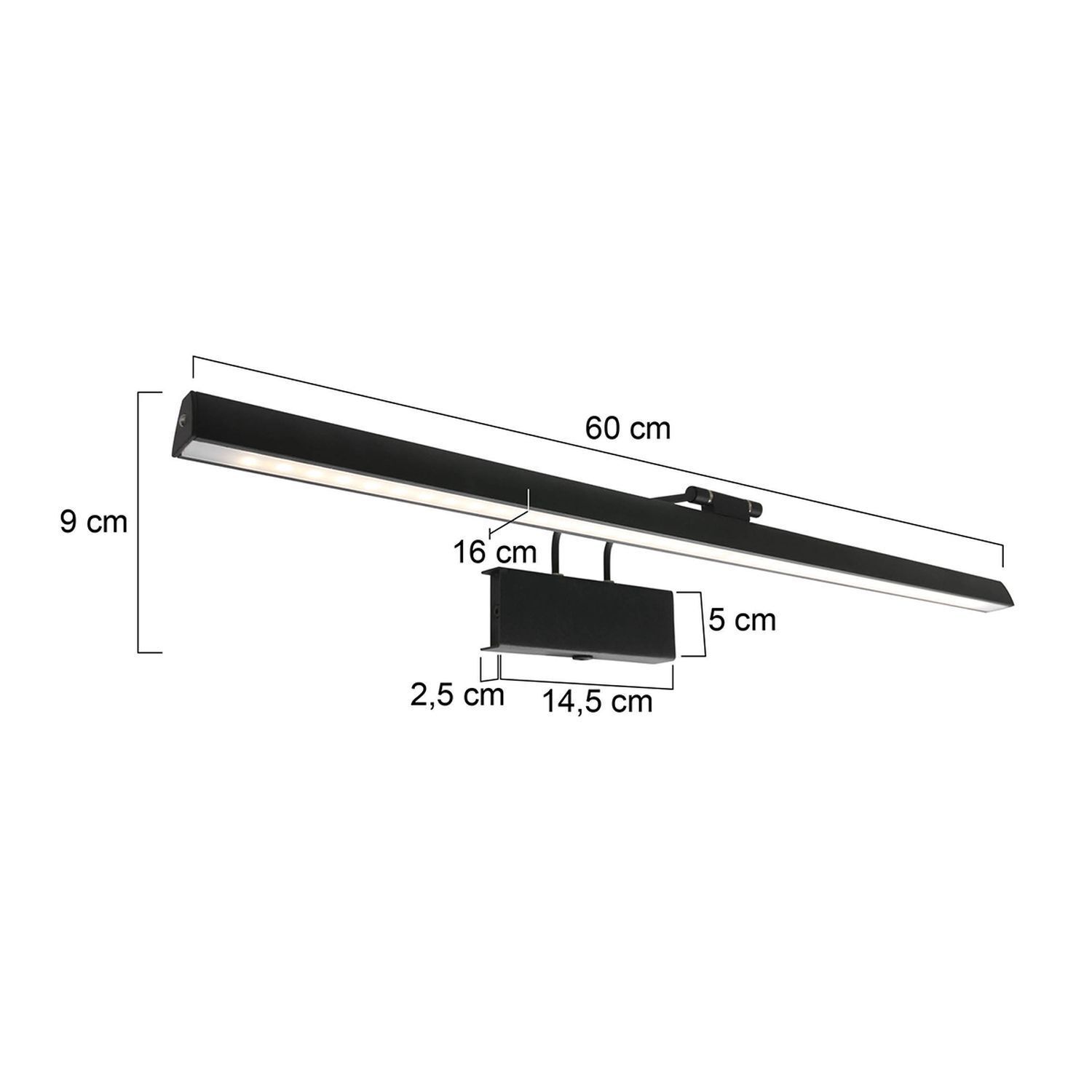 Dimmbare LED Bilderleuchte Schwarz B:60 cm 9 W flexibel